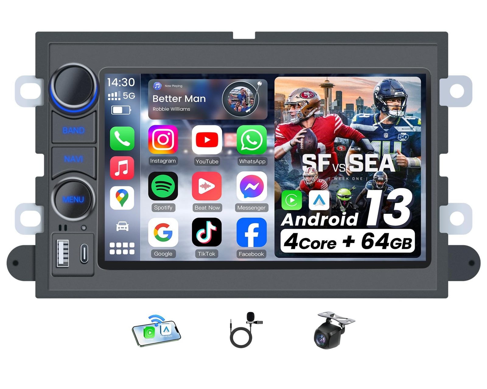 4Core+64G ROM Car Radio for Ford F150 2004-2008:7 Inch Touch Screen Stereo wi...