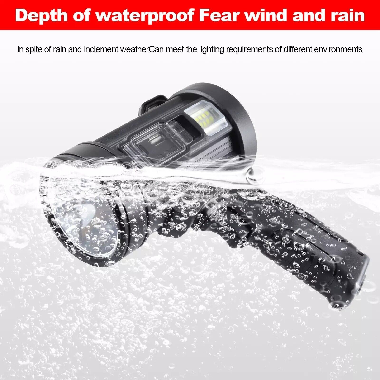 LED Flashlight 200000Lm Super Bright Searchlight Rechargeable Spotlight Handheld