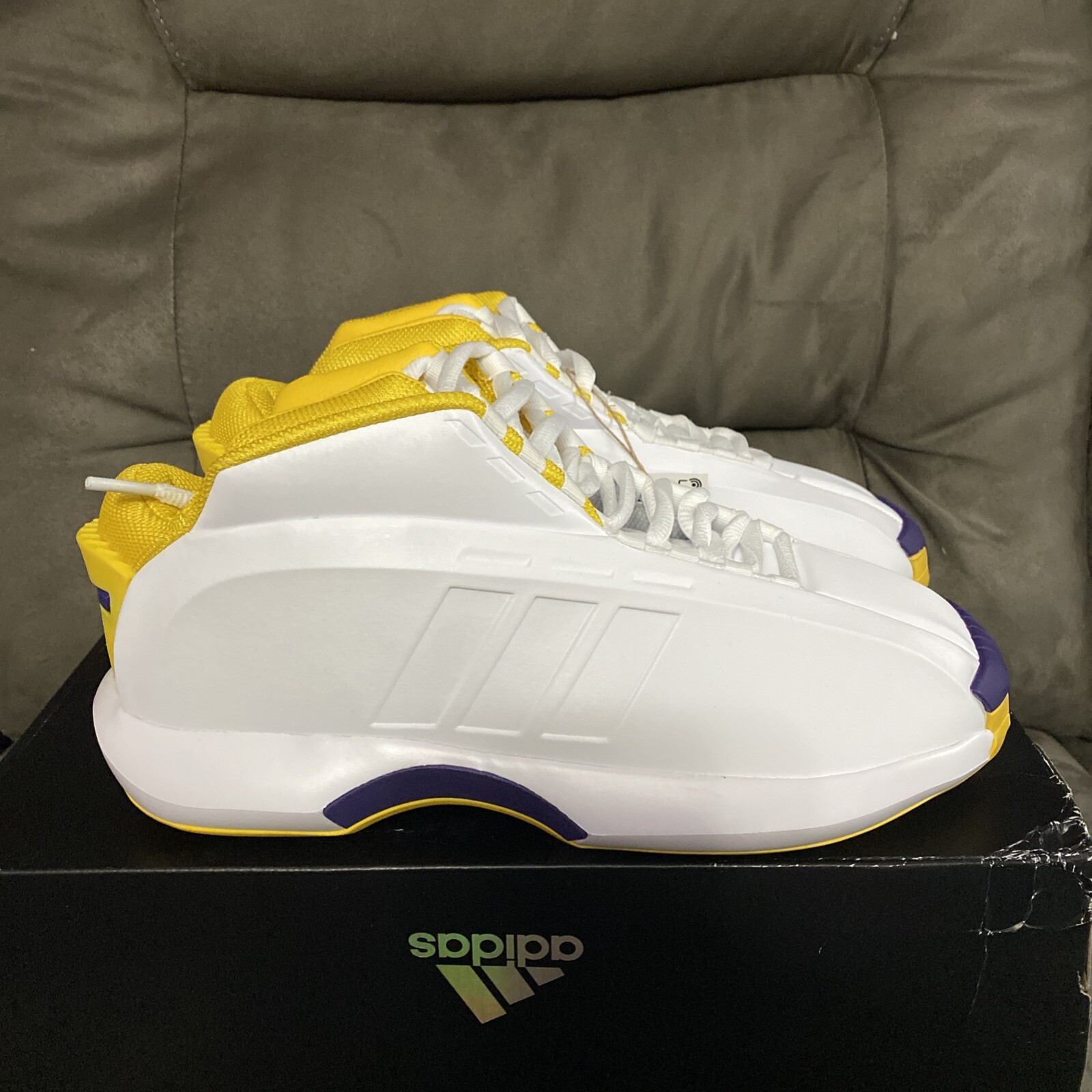 NWT adidas Originals Crazy 1 Koby Lakers GY8947 White Yellow Purple Men Size 7.5