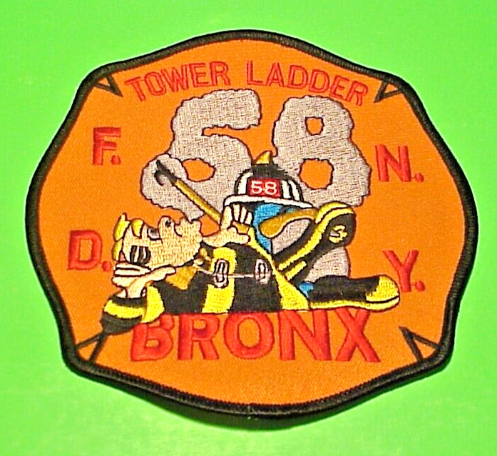 NEW YORK  FDNY BRONX  TOWER LADDER 58  NY  5"  FIRE DEPT  PATCH  FREE SHIPPING!
