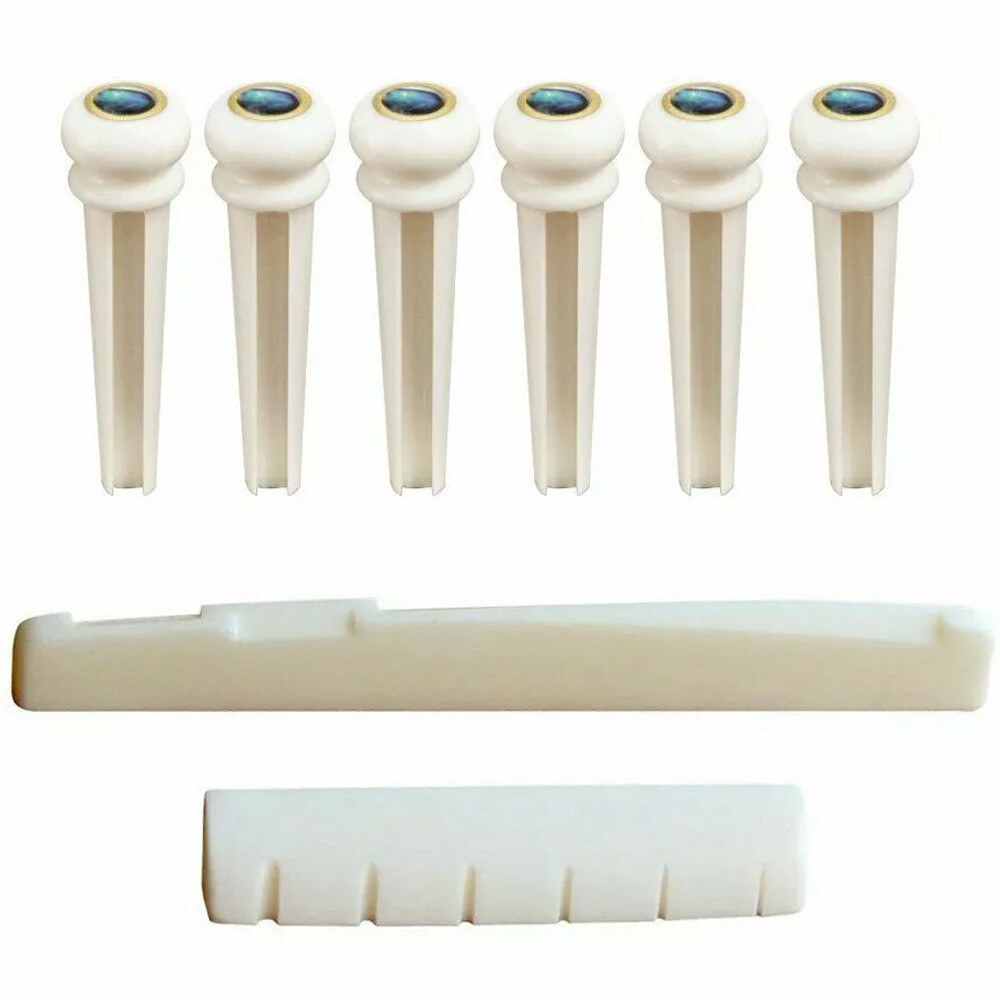 32Pcs Cattle Bone Guitar Saddle Nut Pins String Peg Acoustic Bridge Luthier US