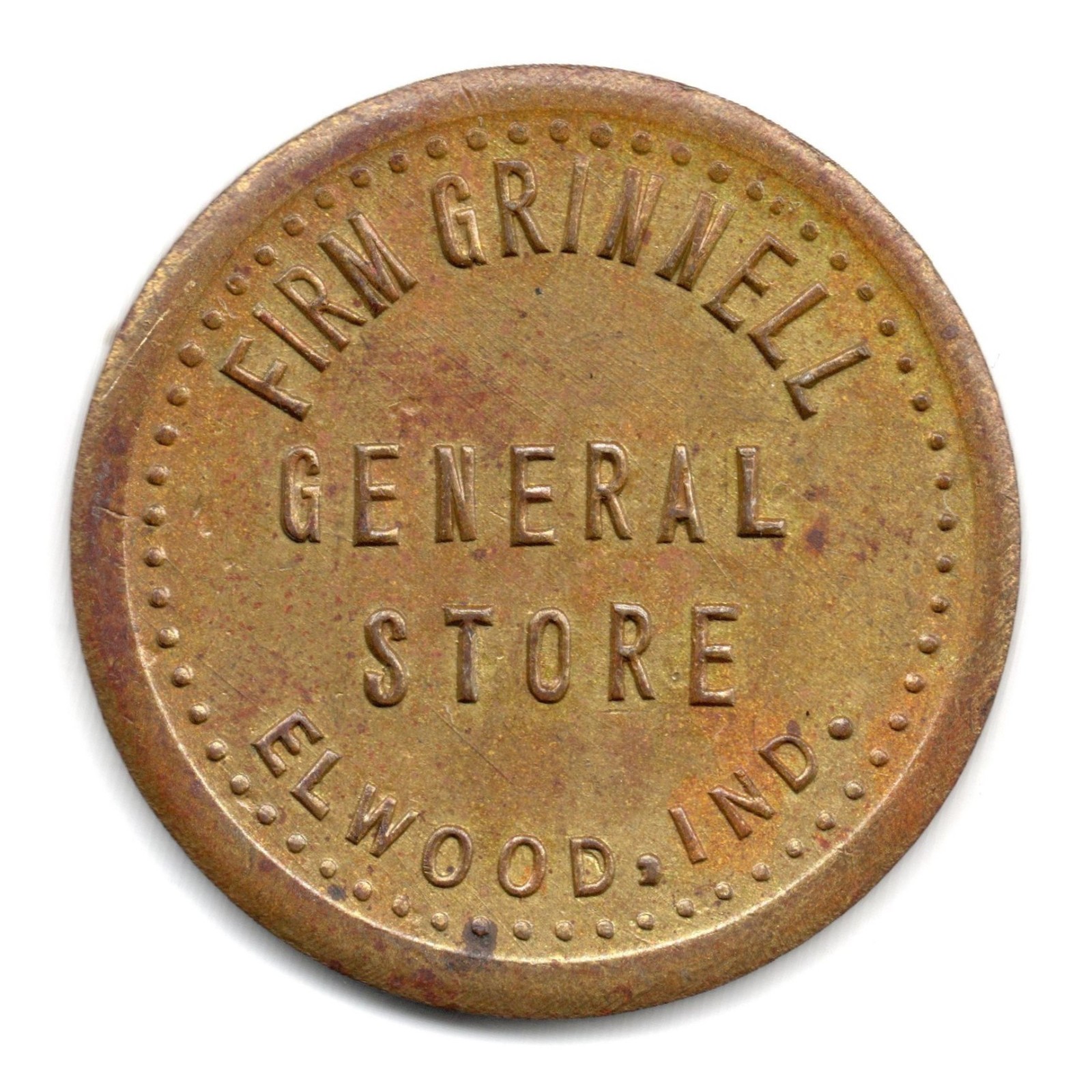 FIRM GRINNELL GENERAL STORE • GOOD FOR 50¢ IN TRADE • ELWOOD, IN. • TC-52359