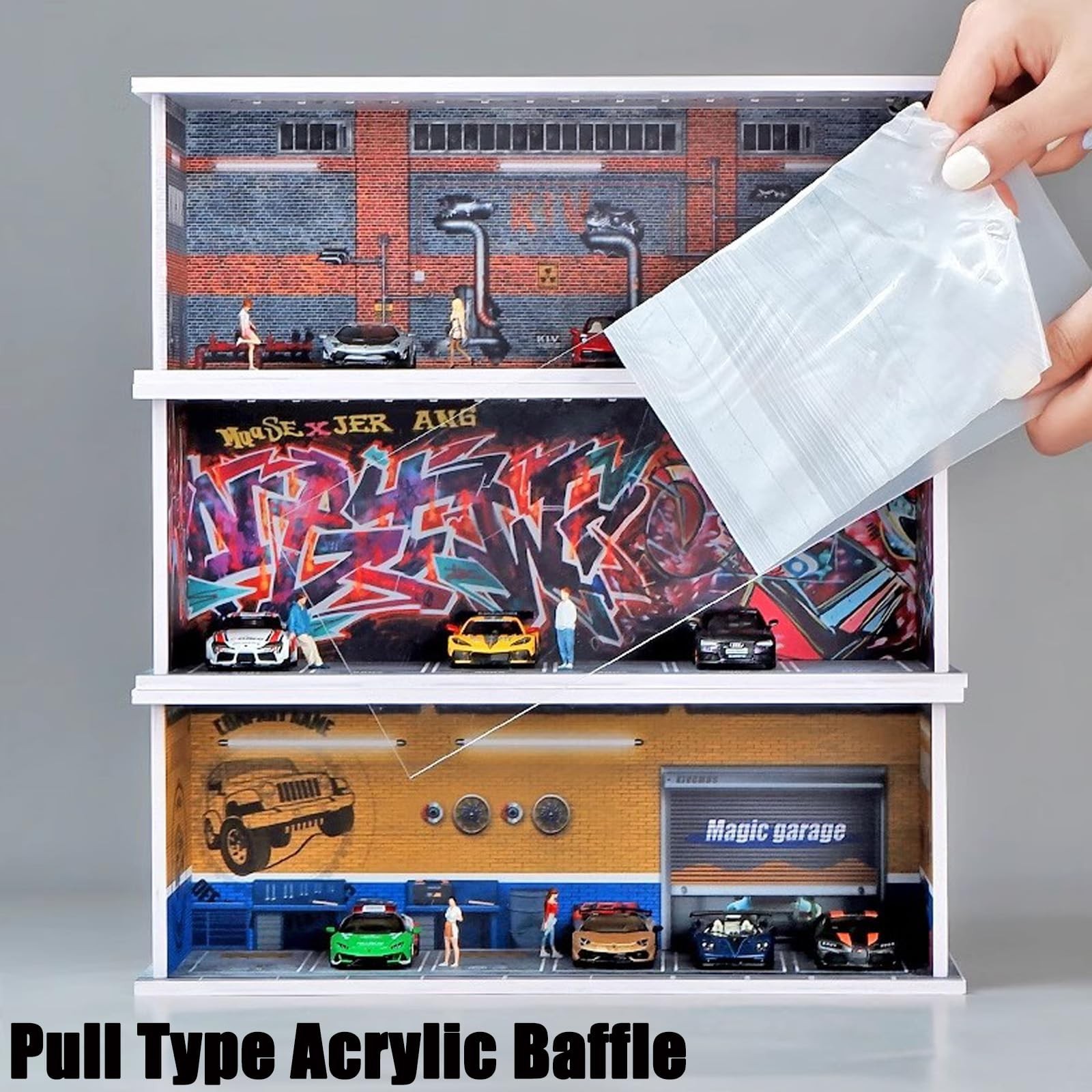 Display Case for Hot Wheel with LED Light Stackable Mega Garage Storage for 1...
