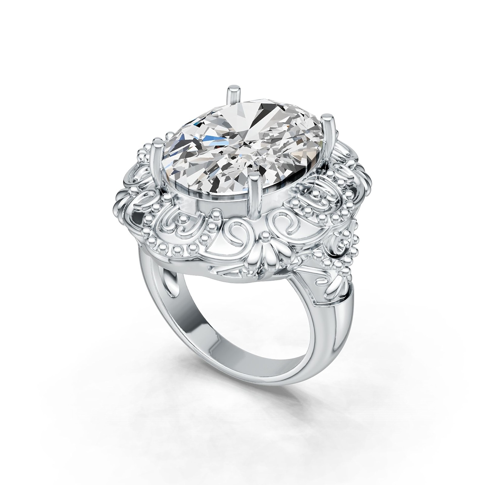 Sterling Silver Semi Mount Ring Setting Oval OV 20X15mm Cocktail Ring