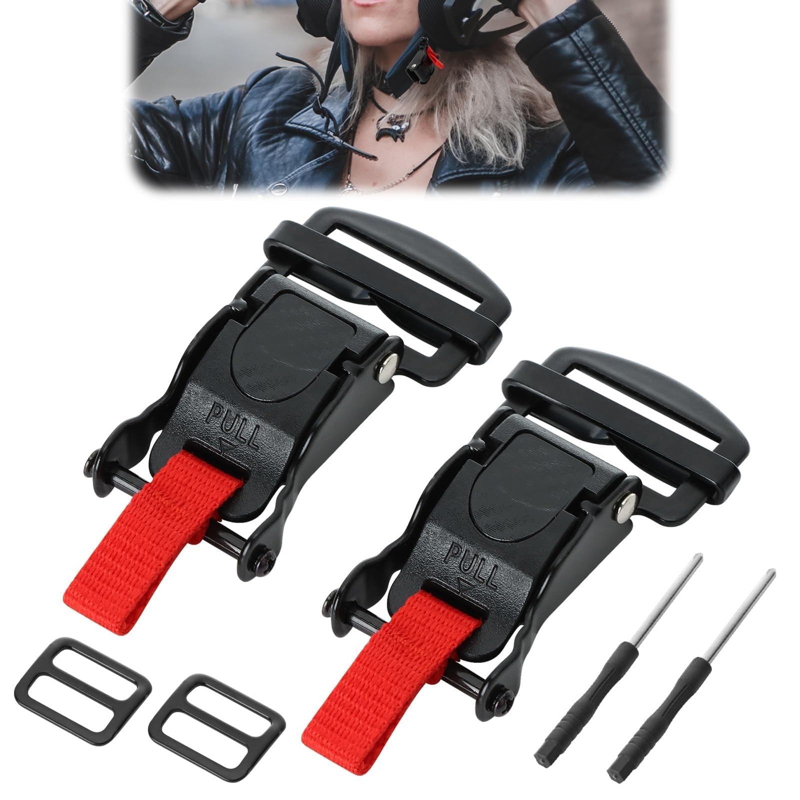 Liqqlex Helmet Quick Release Buckle Kit, Stainless Standard, Black, 2pcs