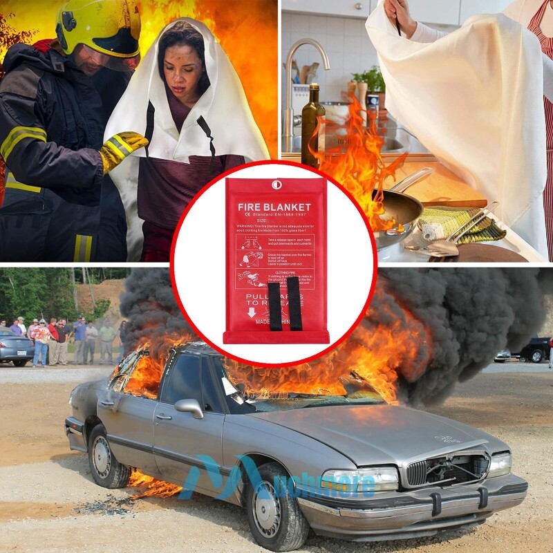 Large Prepared Emergency Fire Blanket Fireproof for Home Car Kitchen 47”x47” USA