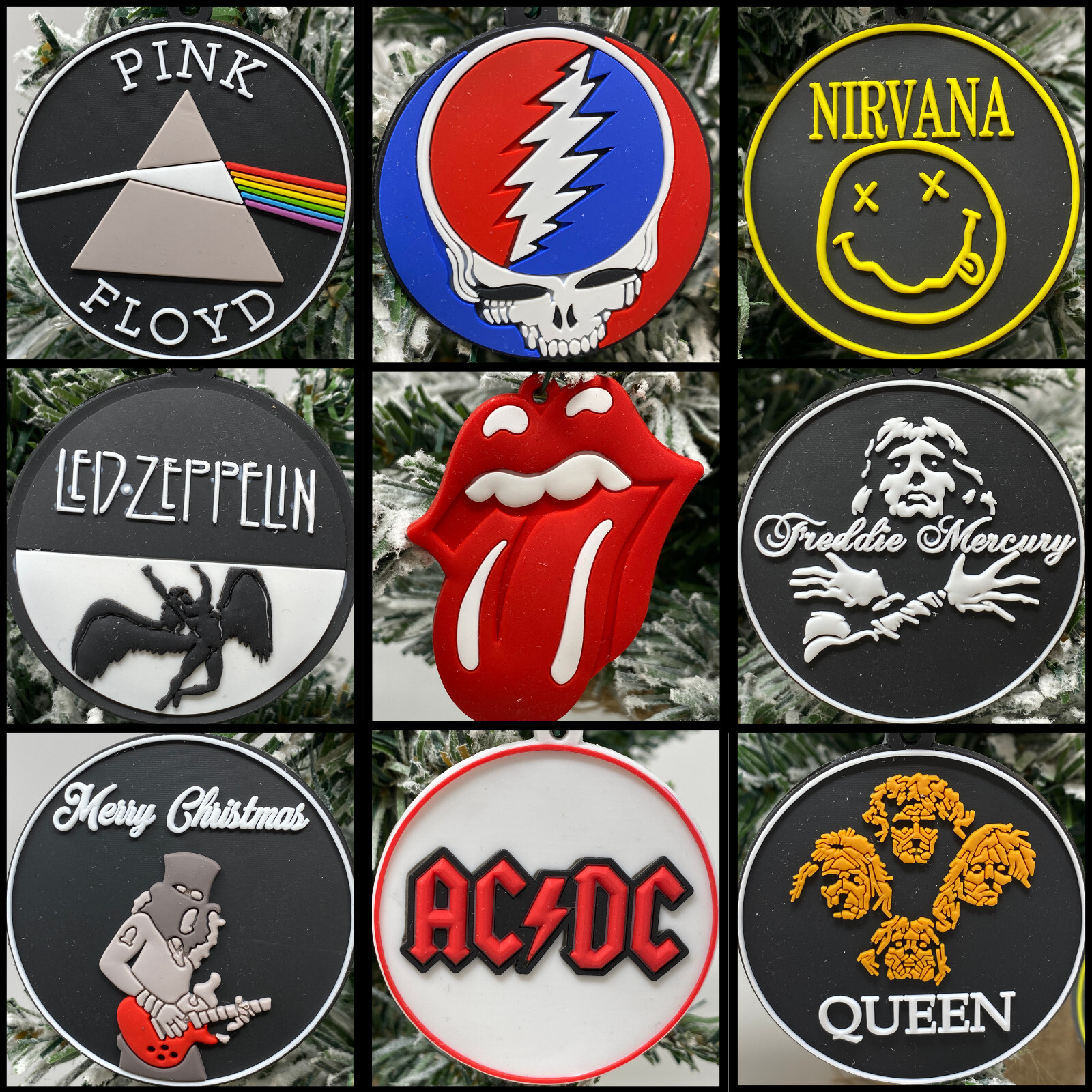 The Rolling Stones Christmas Ornament 9 Piece Set Featuring The Grateful Dead