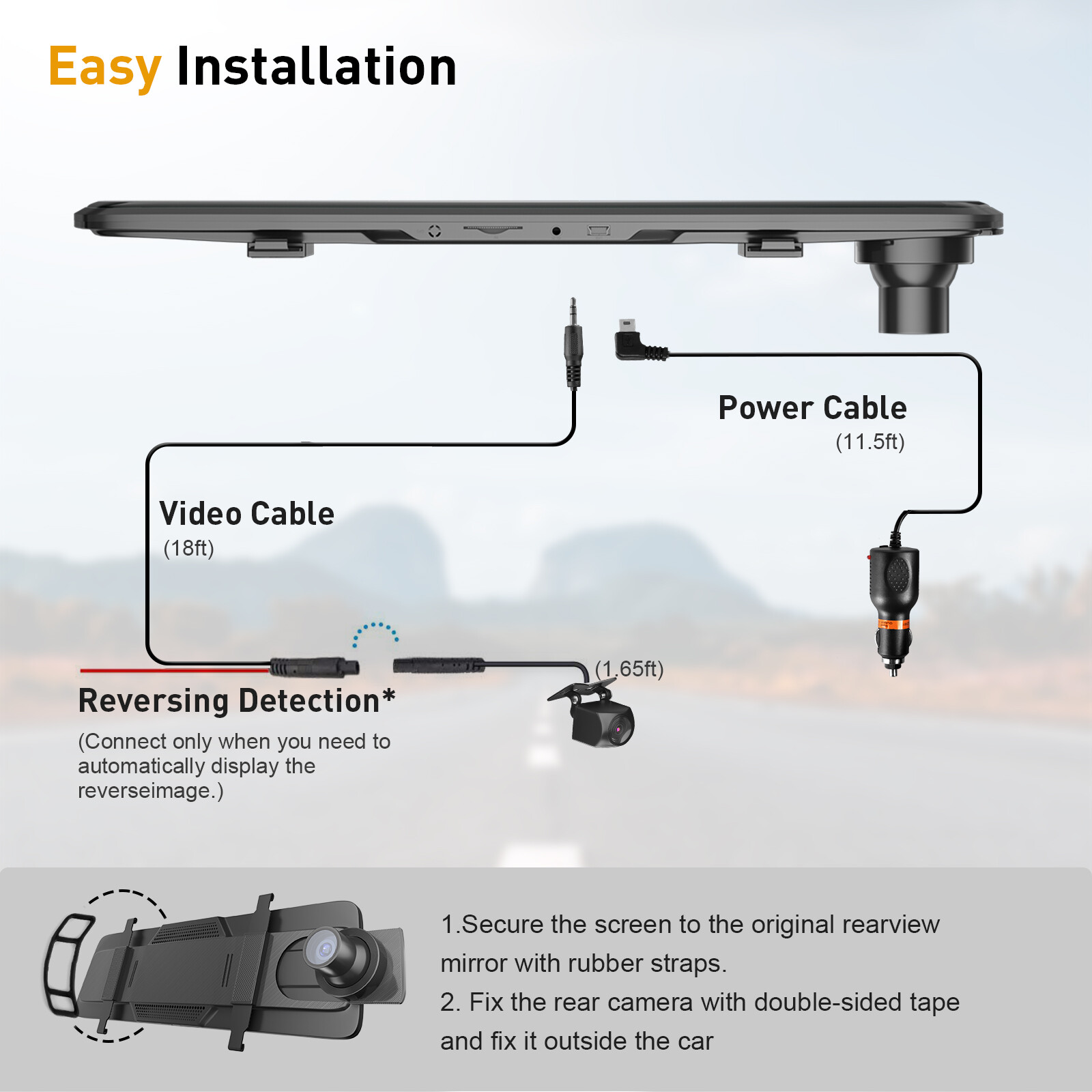 XGODY 10" 1080P Dash Cam DVR Touch Screen Front and Rear Camera Video Recorder