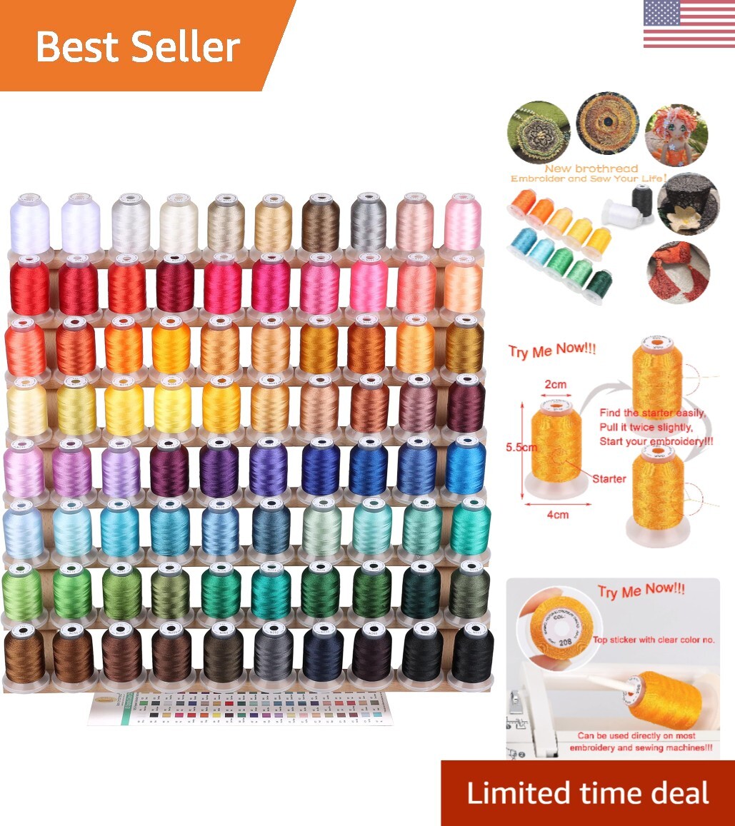 80 Spools Polyester Embroidery Machine Thread 500M - Colors Compatible with J...