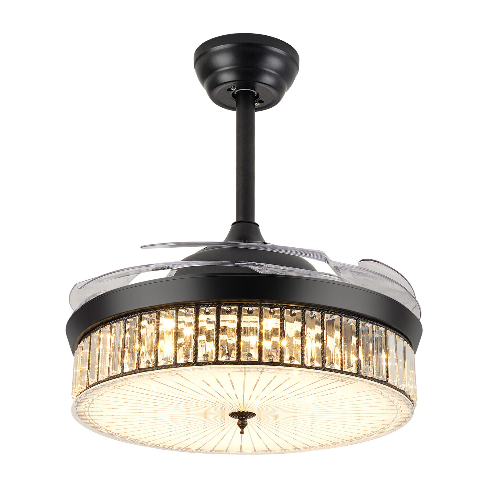 42 Inch Retractable LED Ceiling Fan Light with Remote Control and Timer