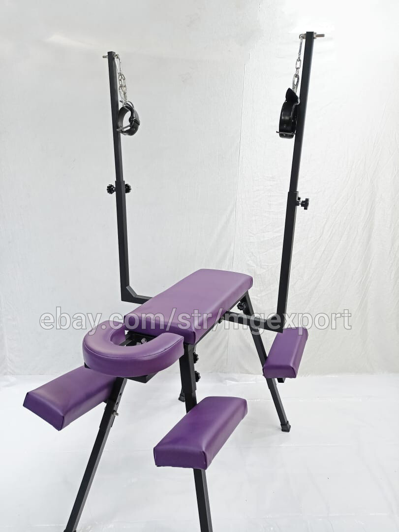Portable Bench With Headrest Purple Color