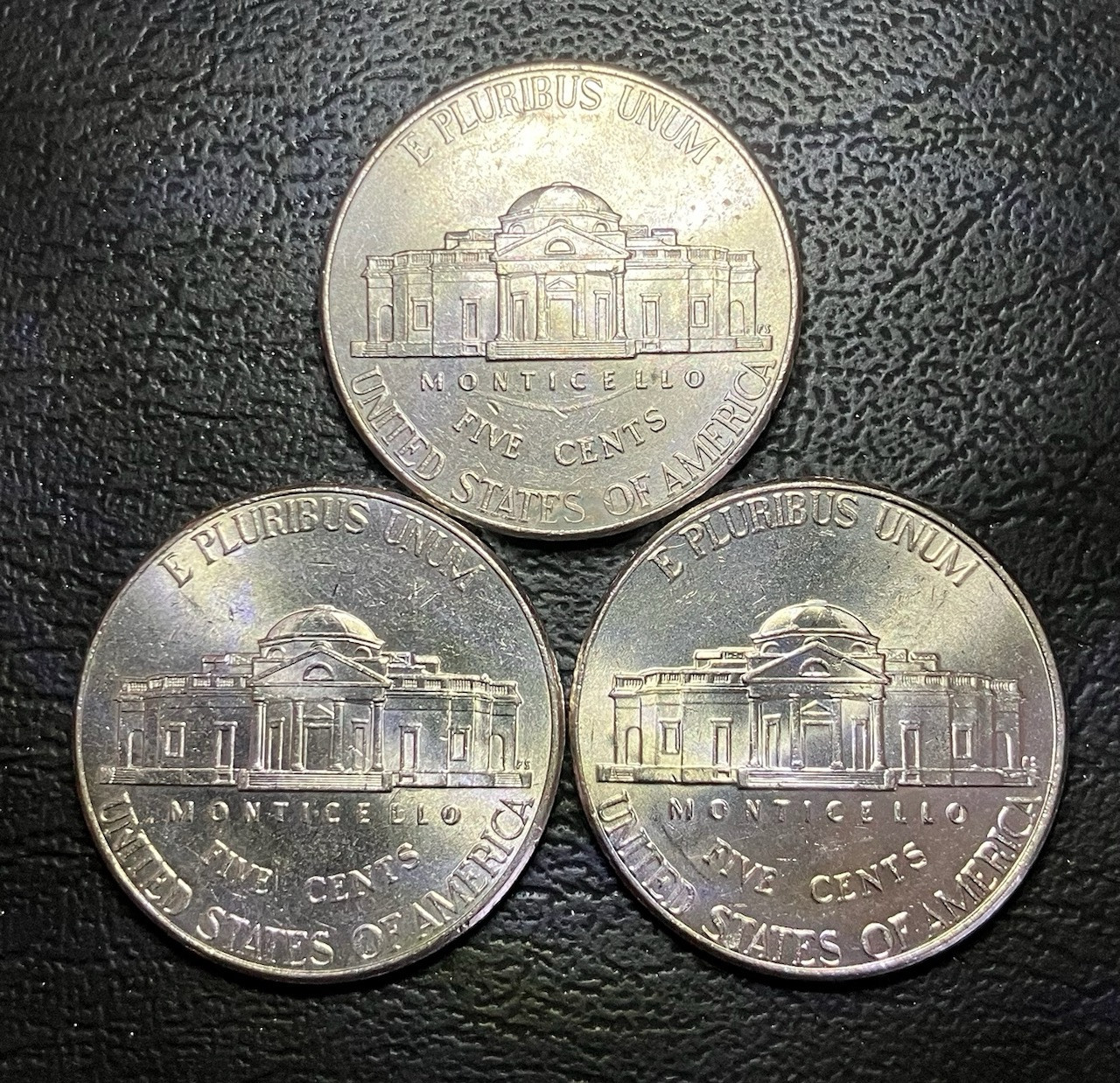 3 Jefferson Nickel Errors Die Dents , Die Crack circulated