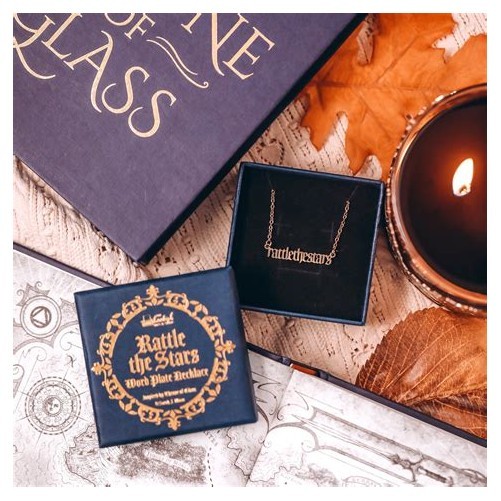 Bookish Box TOG Throne of Glass Rattle the Stars Wordplate Necklace Sarah J Maas