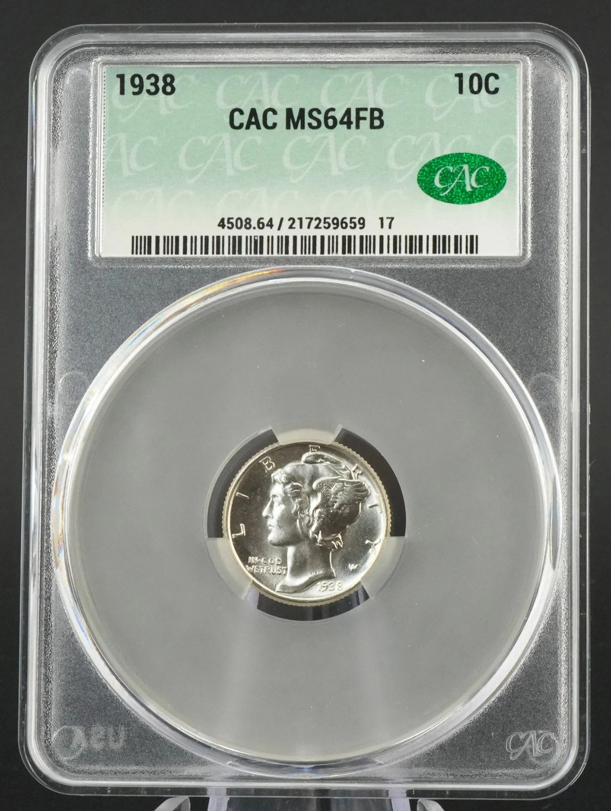 1938 10C Mercury Dime CAC MS64FB CACG Certified Full Bands Coin-SEE STORE WW2