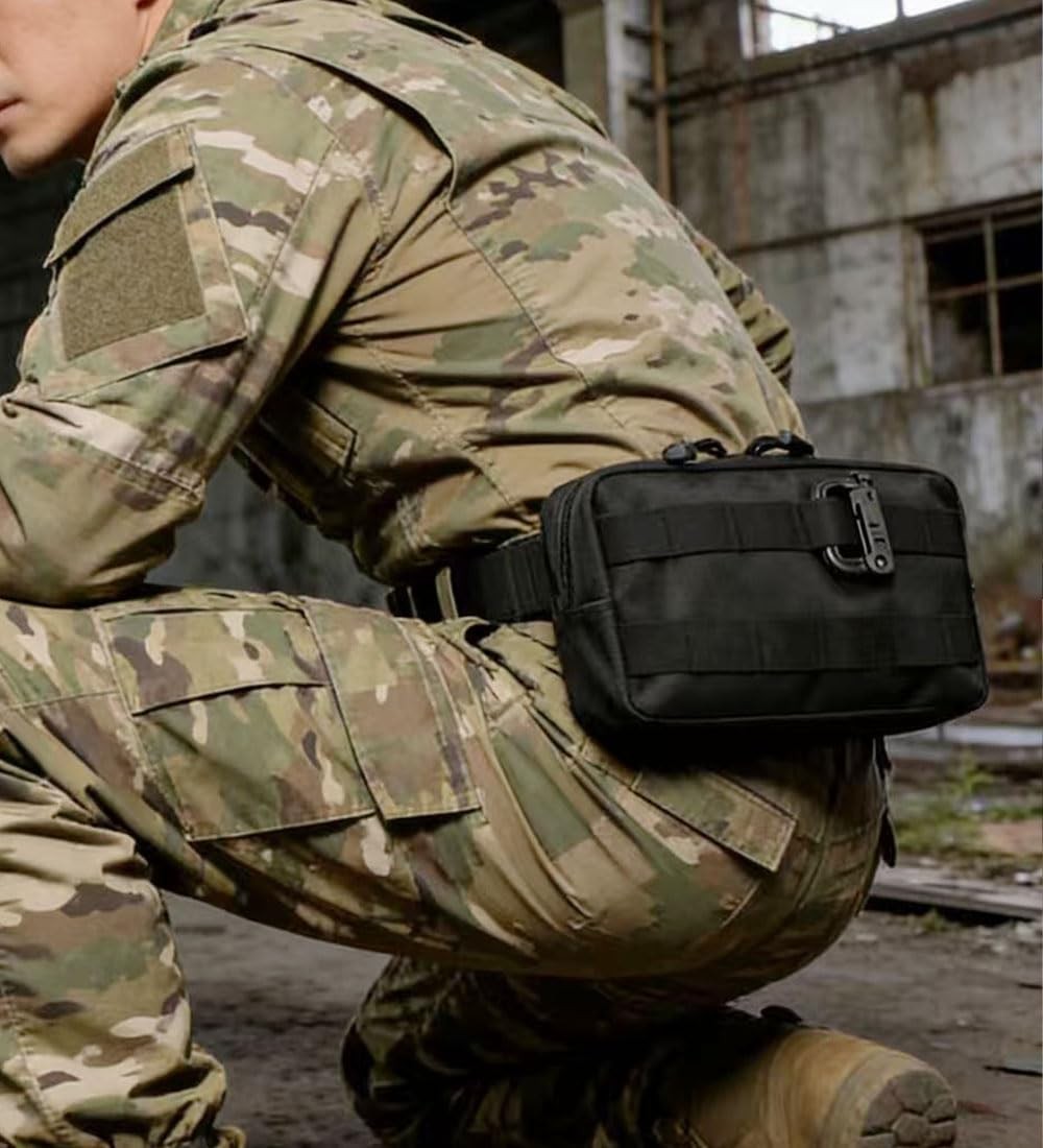 2 Pack Tactical Molle Admin Pouch, Multi-Purpose EDC Tool Organizer 2 Black