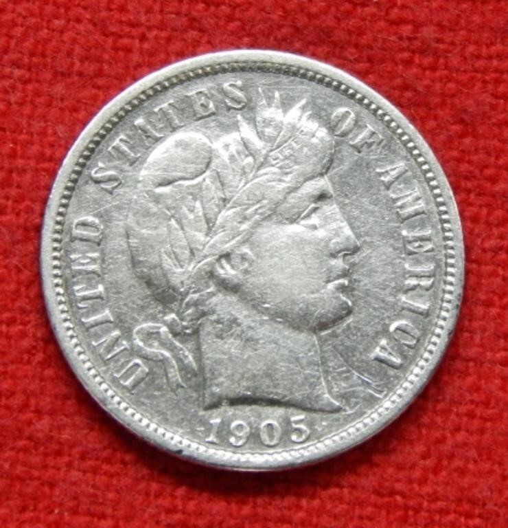 1905 Barber Silver Dime 10c ~ Free USA Shipping