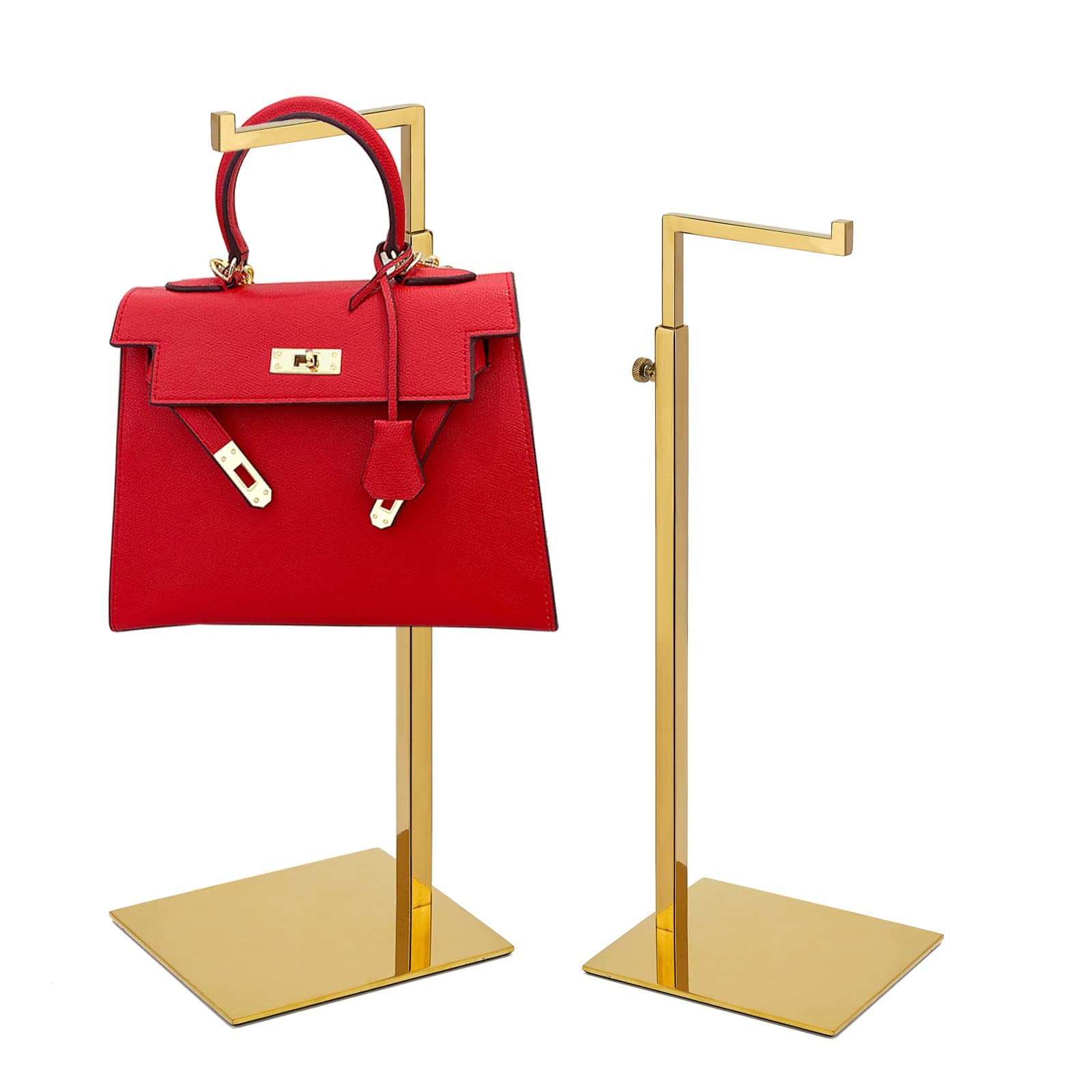 Gold Purse Display Stand, 2 Pack Handbag Display Stand Adjustable Height Stai...