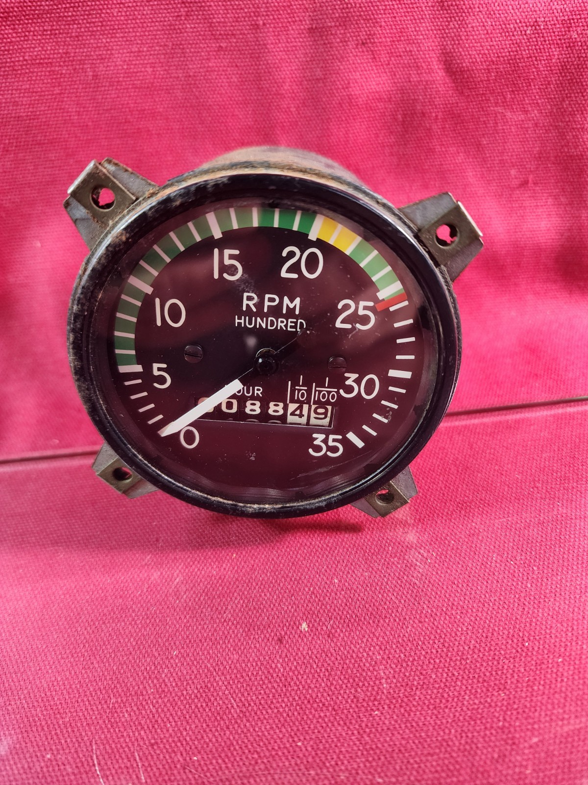 1975 Aircraft Tachometer RPM X 100 W Hour Meter Stewart-Warner Military