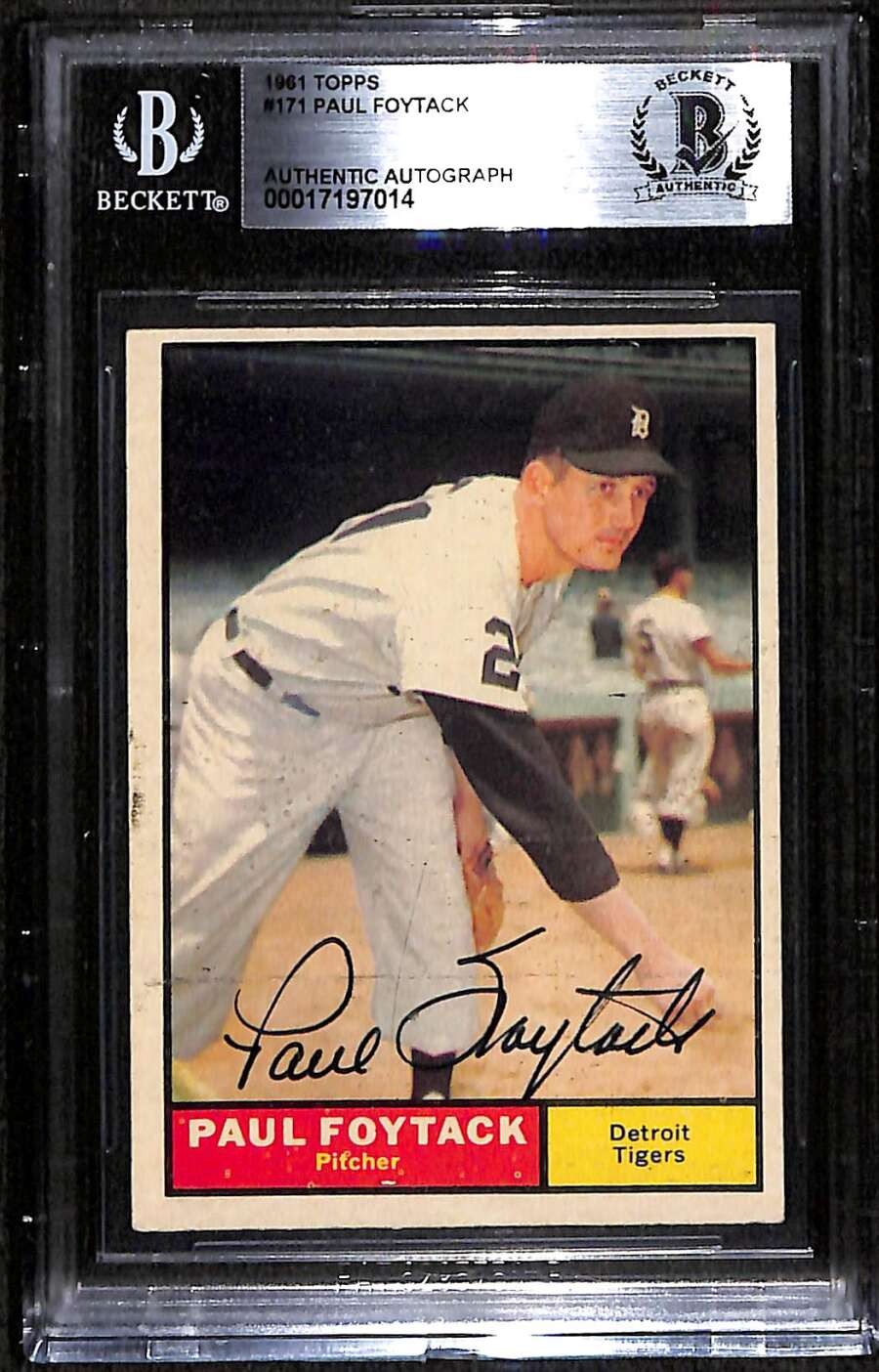 1961 Topps 171 Paul Foytack  BGS Auto Autographed BVG Authentic C92424