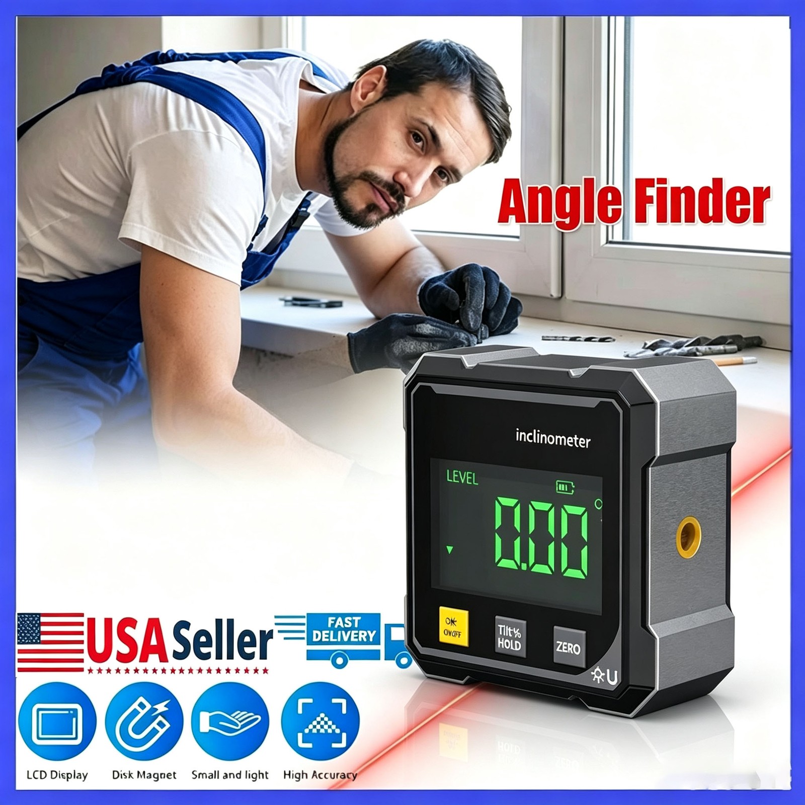 Digital Angle Finder with Electronic Laser - 4-side Strong Magnetic Angle Gauge