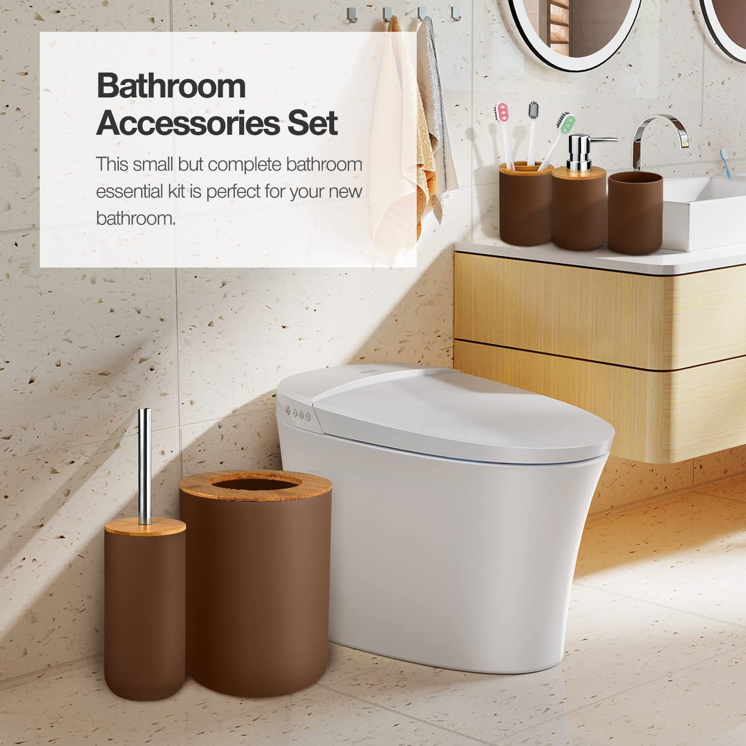 6 Pcs and Plastic Bathroom Accessories Sets, Includes Toothbrush Cup, Toothbr...