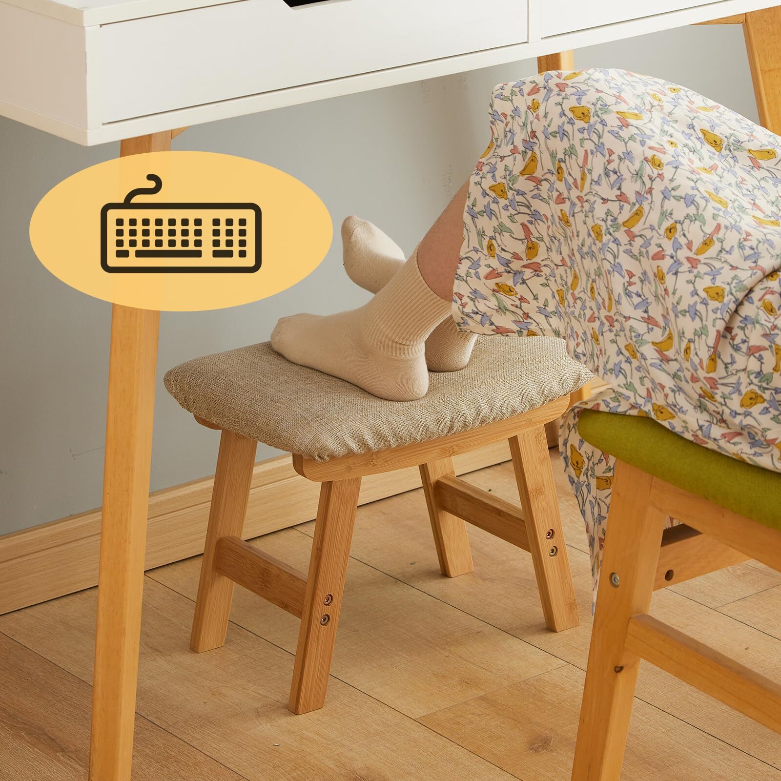 Foot Stool Ottoman Foot Rest Under DeskSmall Stool for Living Room Bedroom an...