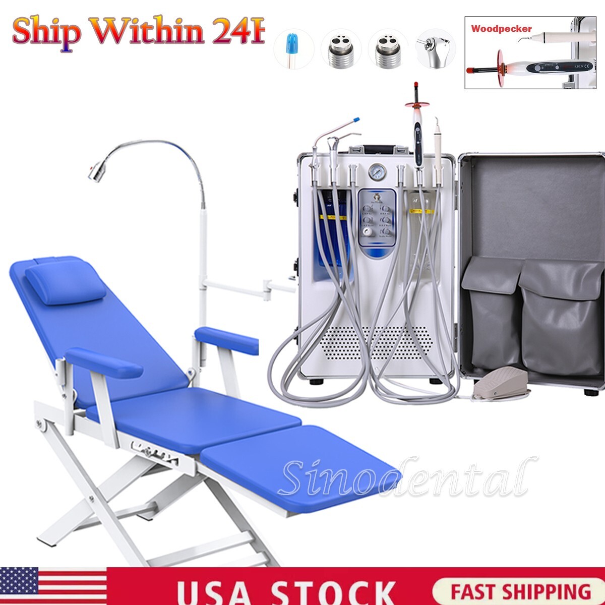 Portable Dental Mobile Delivery Unit Suction Rolling Case Compressor/Unit Chair