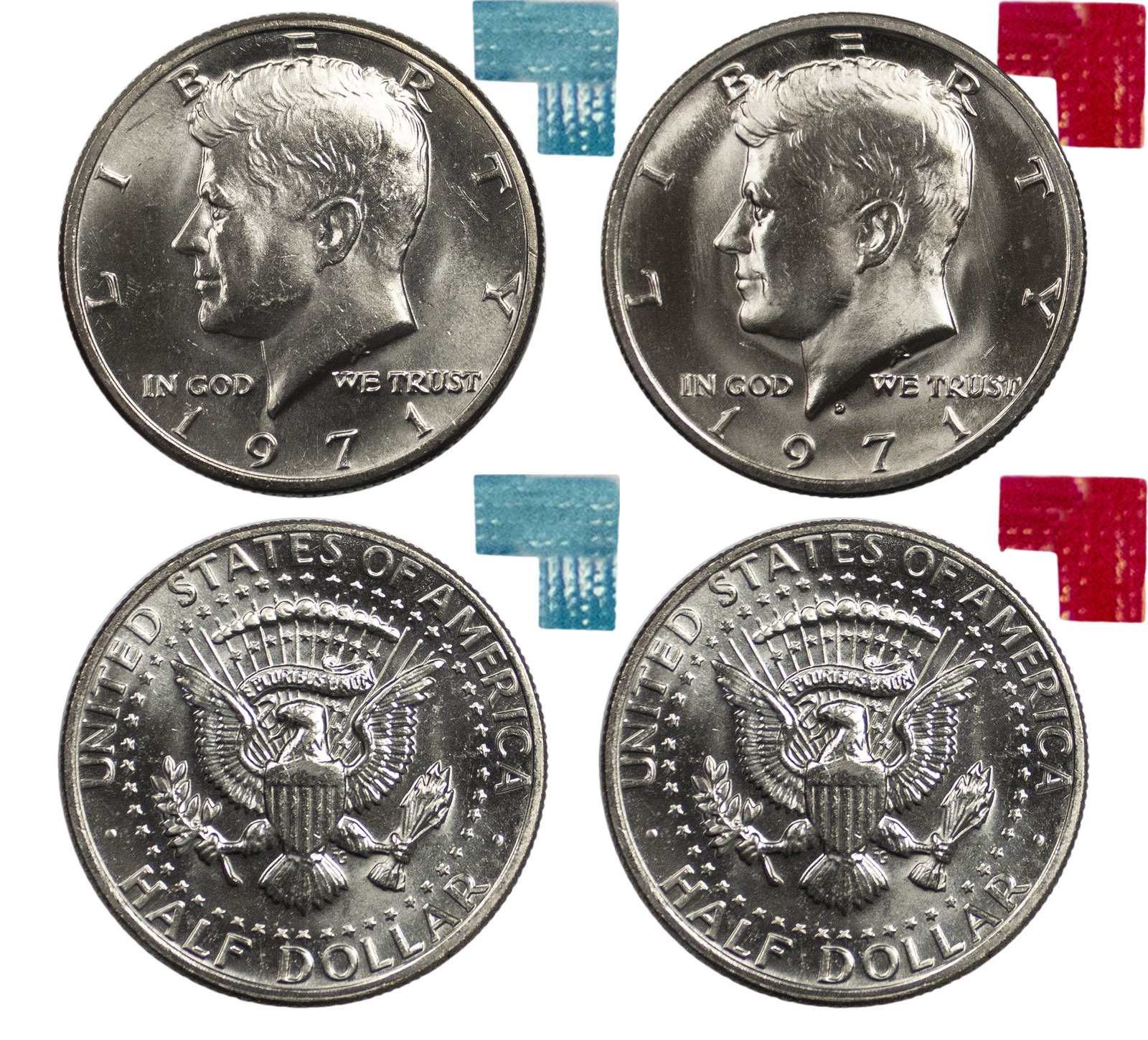 1971  P & D Kennedy Half dollar in US Mint Cello 2 Coin Set
