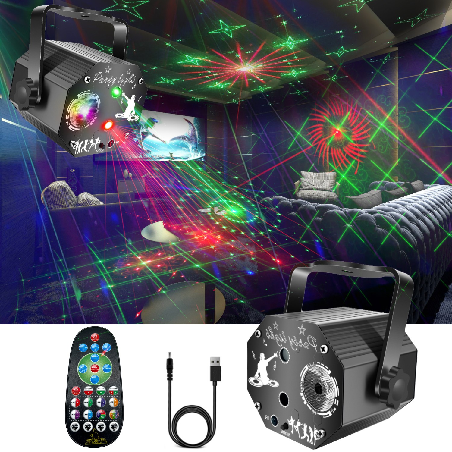 POGOLAB USB Powered Party LED Lights DJ Disco Lights Remote Control Stage Lamp