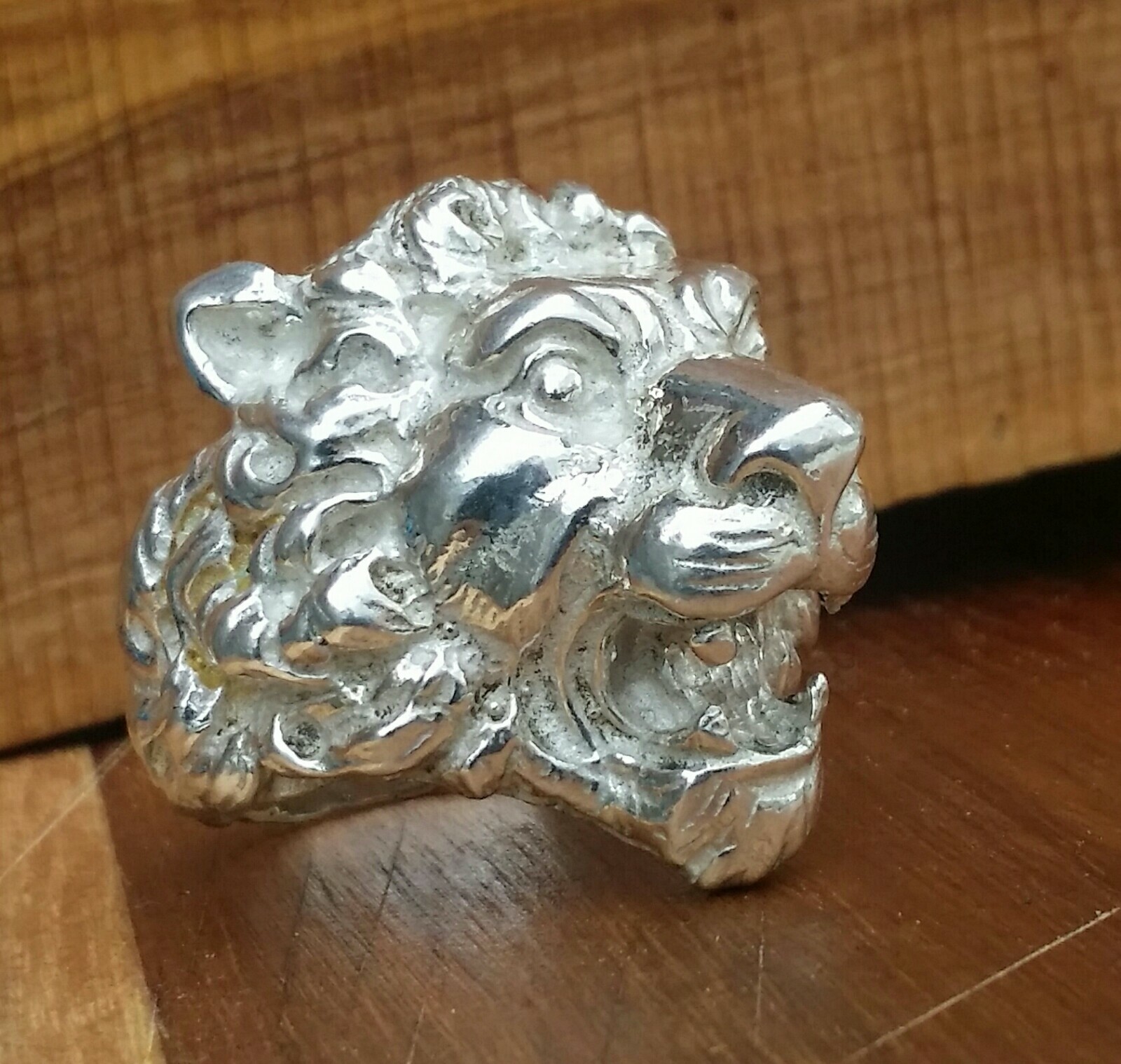 925 MENS SILVER RING SEAL LION SOLID HEAD