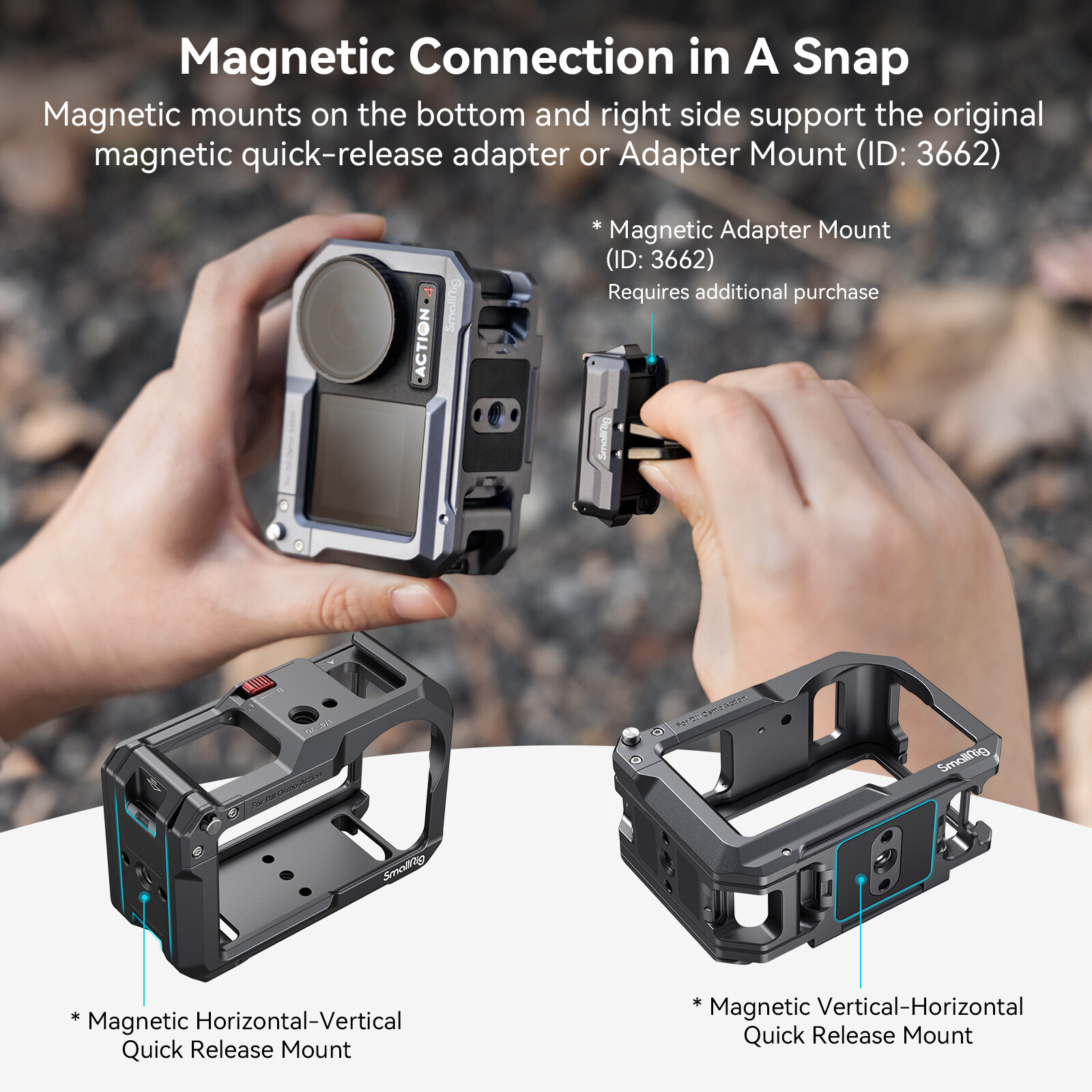 SmallRig Action 3 Action 4 Camera Cage for DJI, Protective Cage for DJI Mic