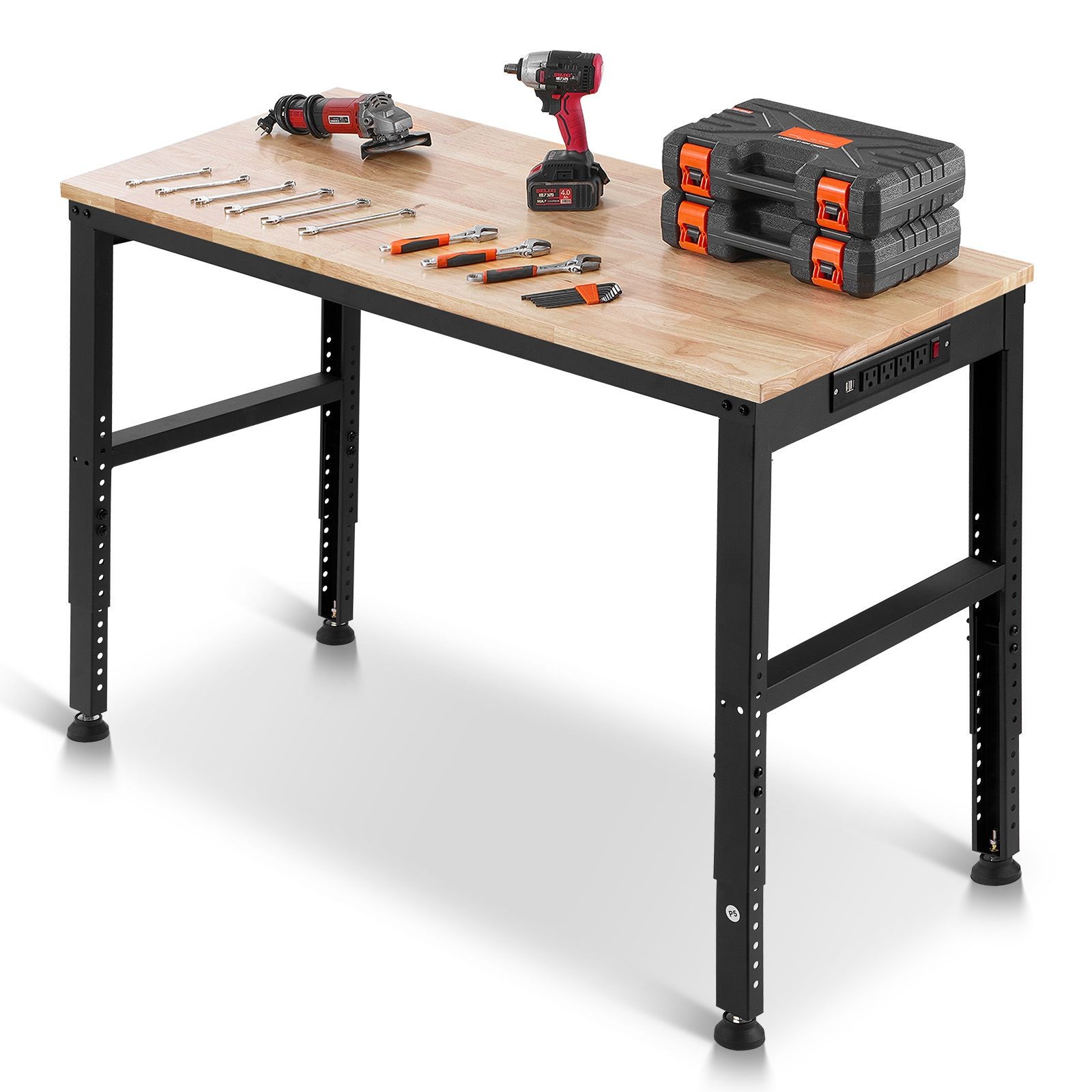 48x20in Adjustable Workbench 2000lb Cap with Power Outlets