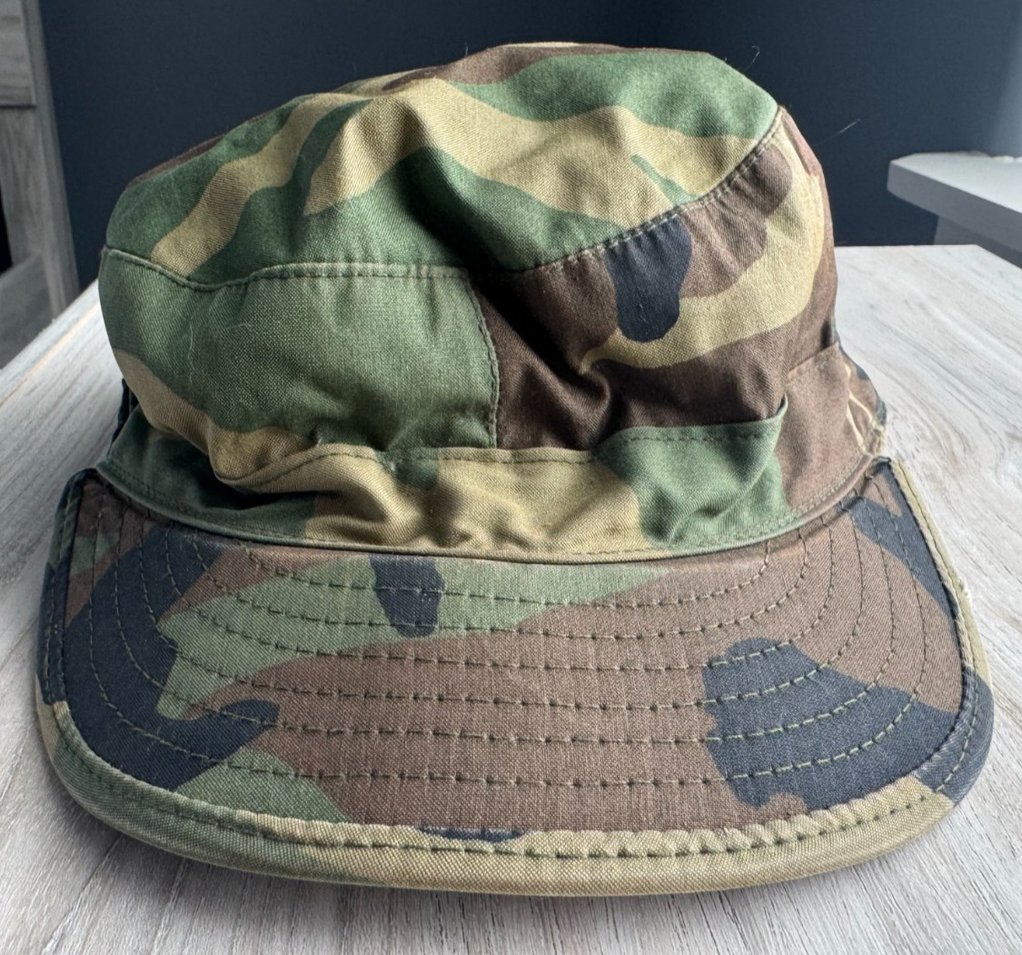Army Camouflage Patrol Cap Fitted 7 1/8 Ear Flaps Military Woodland Sekri U.S.