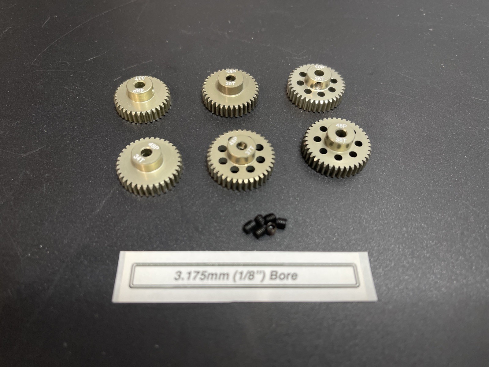 48P Aluminum Pinion Gear Set 33T - 38T Pinion Gear Fits 1/10 48 Pitch Spur Gear