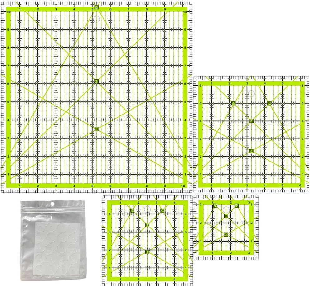Quilting Rulers,Quilting Templates Square Ruler (3.5", 5", 6.5", 10.5")