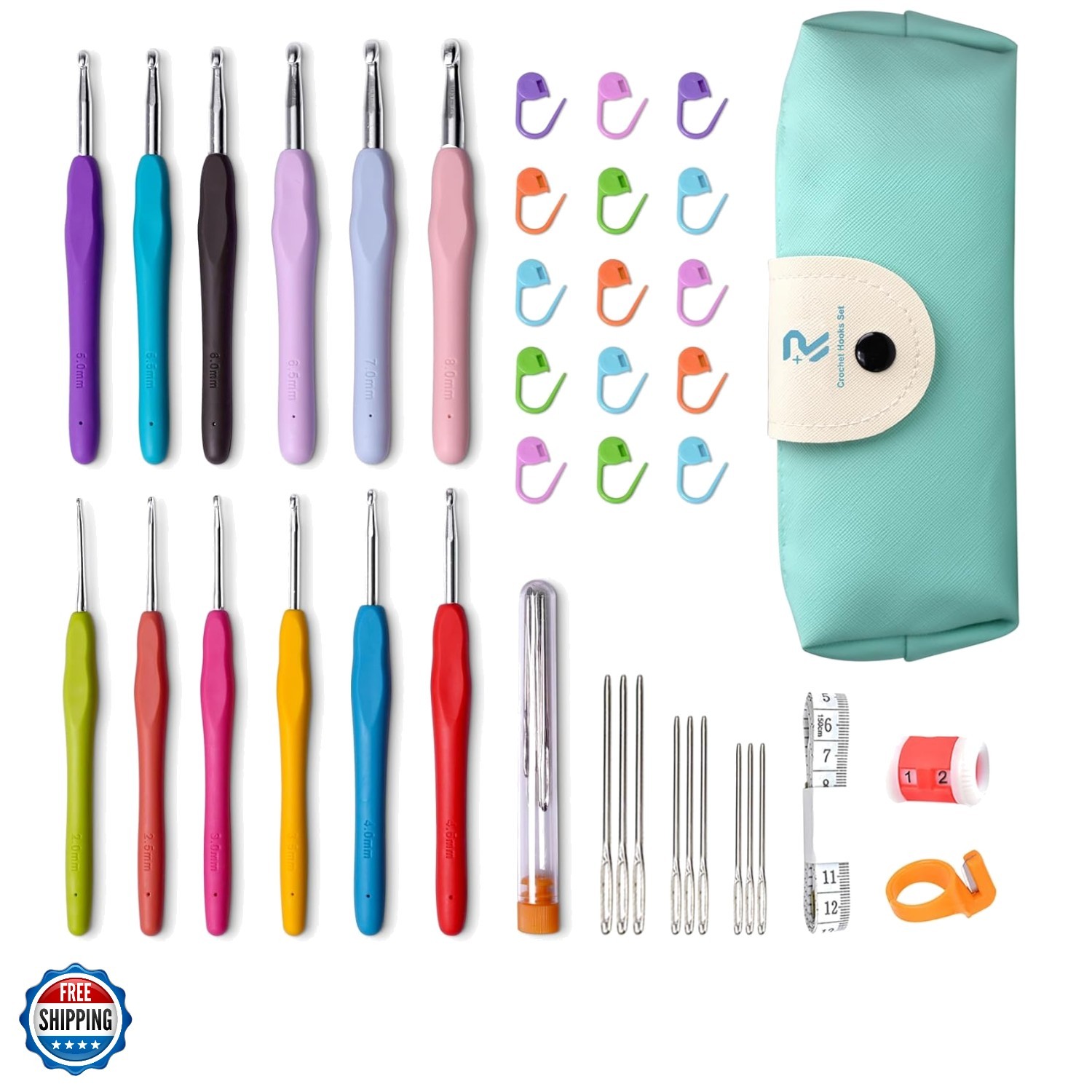 Crochet Hooks, 12 Sizes Crochet Hook Set, Crochet Kit for Beginners, Knitting...