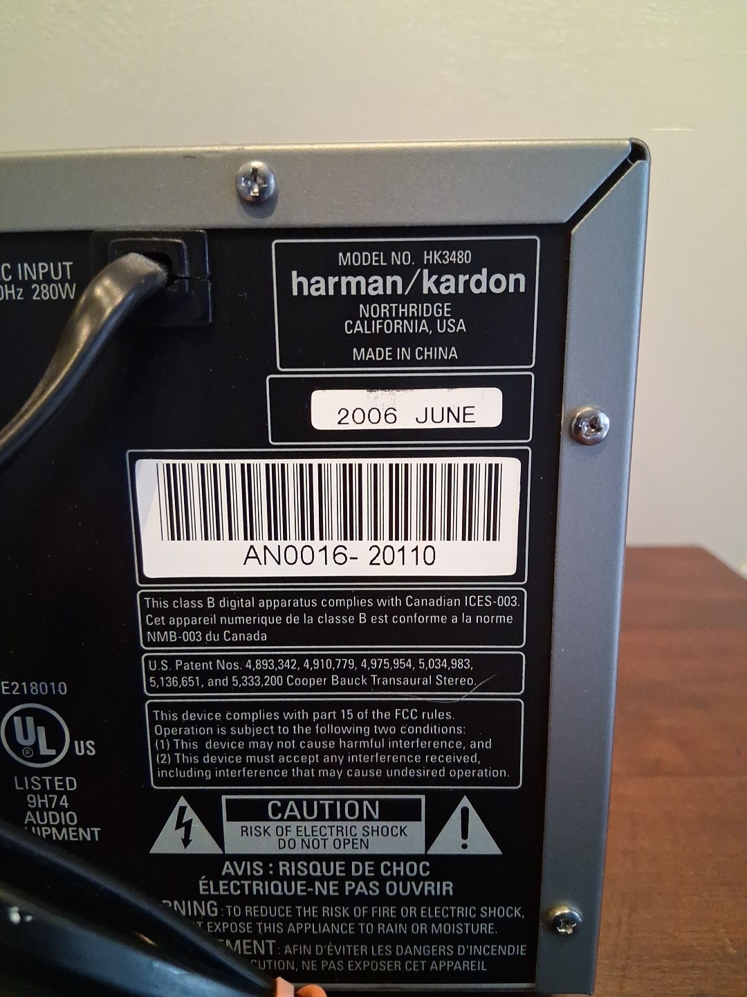 Harmon Kardon HK3480 Stereo Receiver Used Condition Untested As-Is