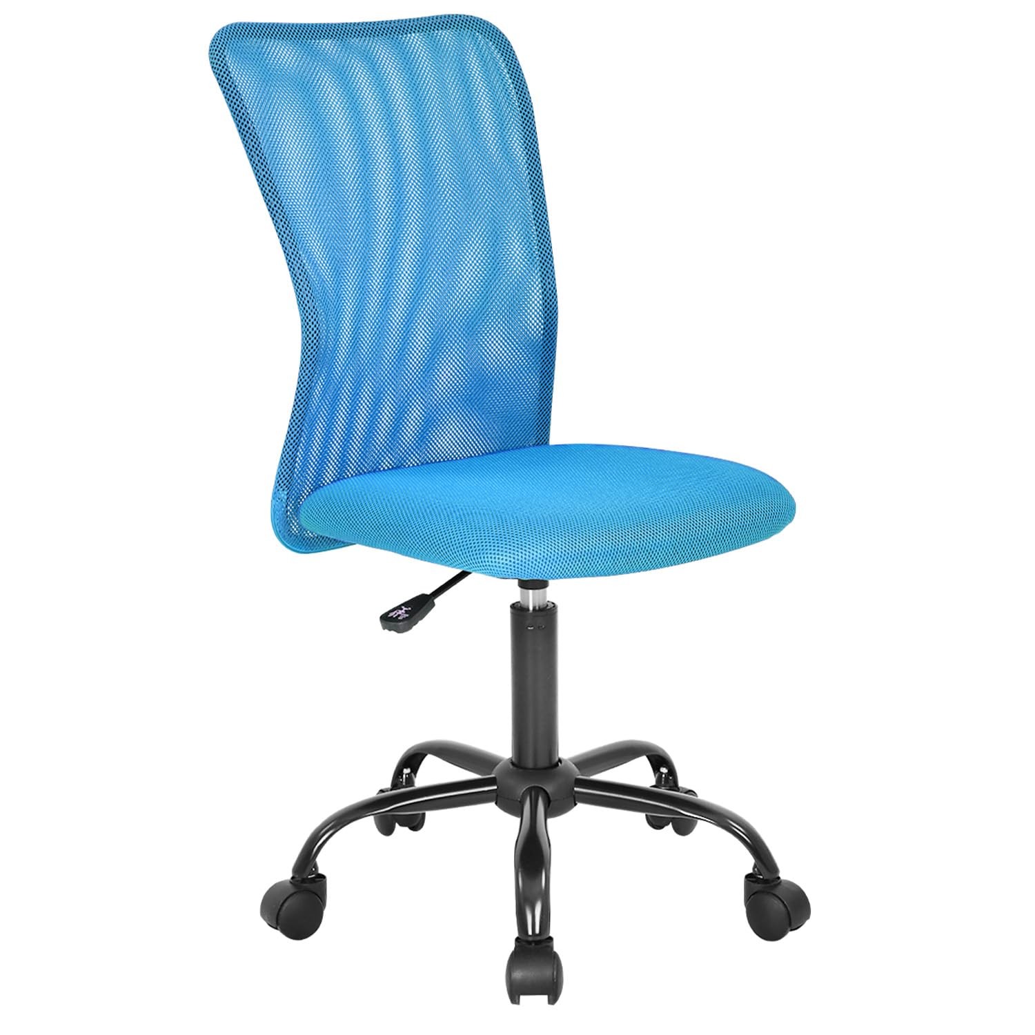Armless Office Desk Chair Back Support Adjustable Height with Wheels