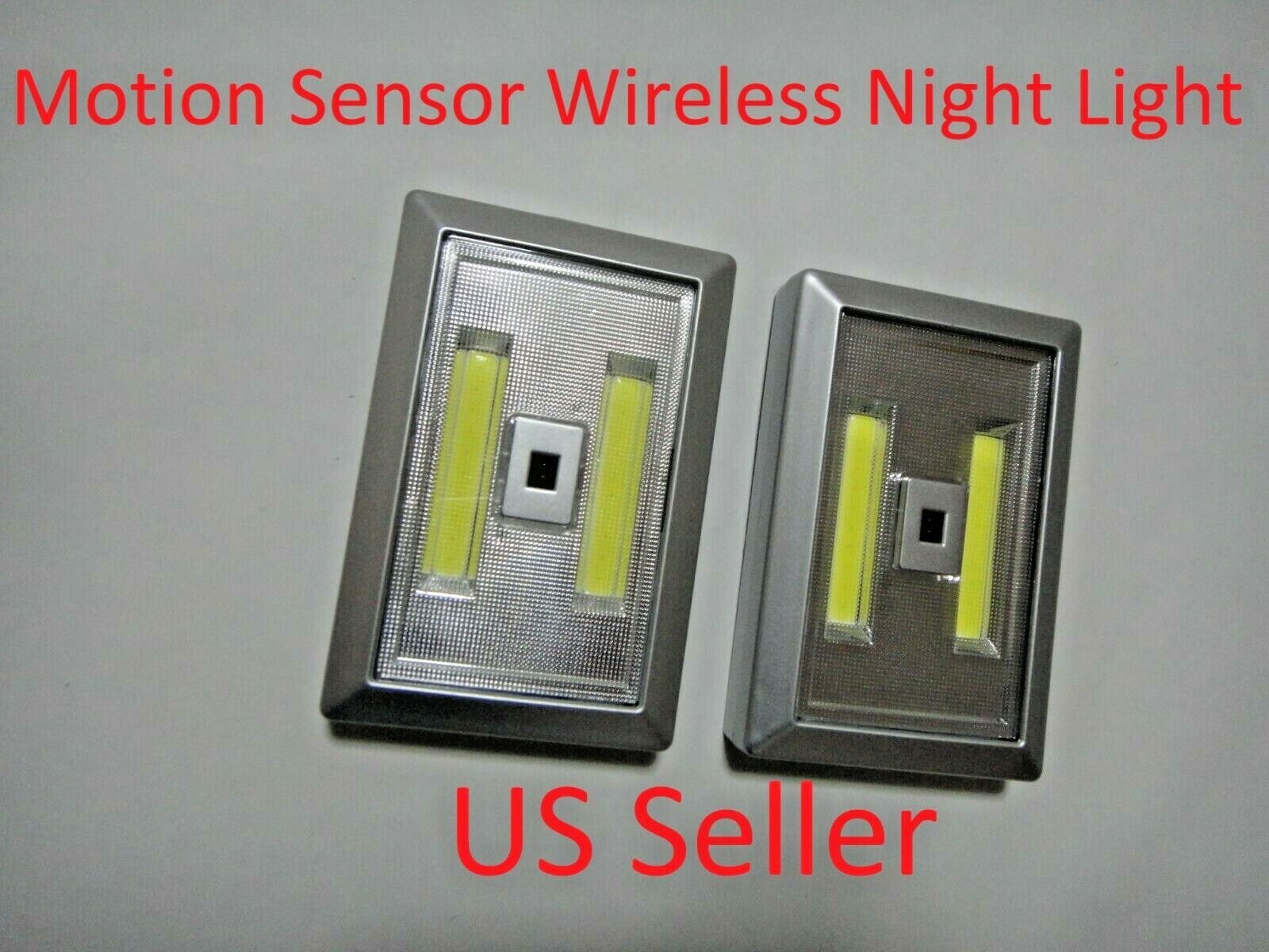 2 Pcs Silvery Motion Sensor COB LED Wall Wireless Night Light Battery Included