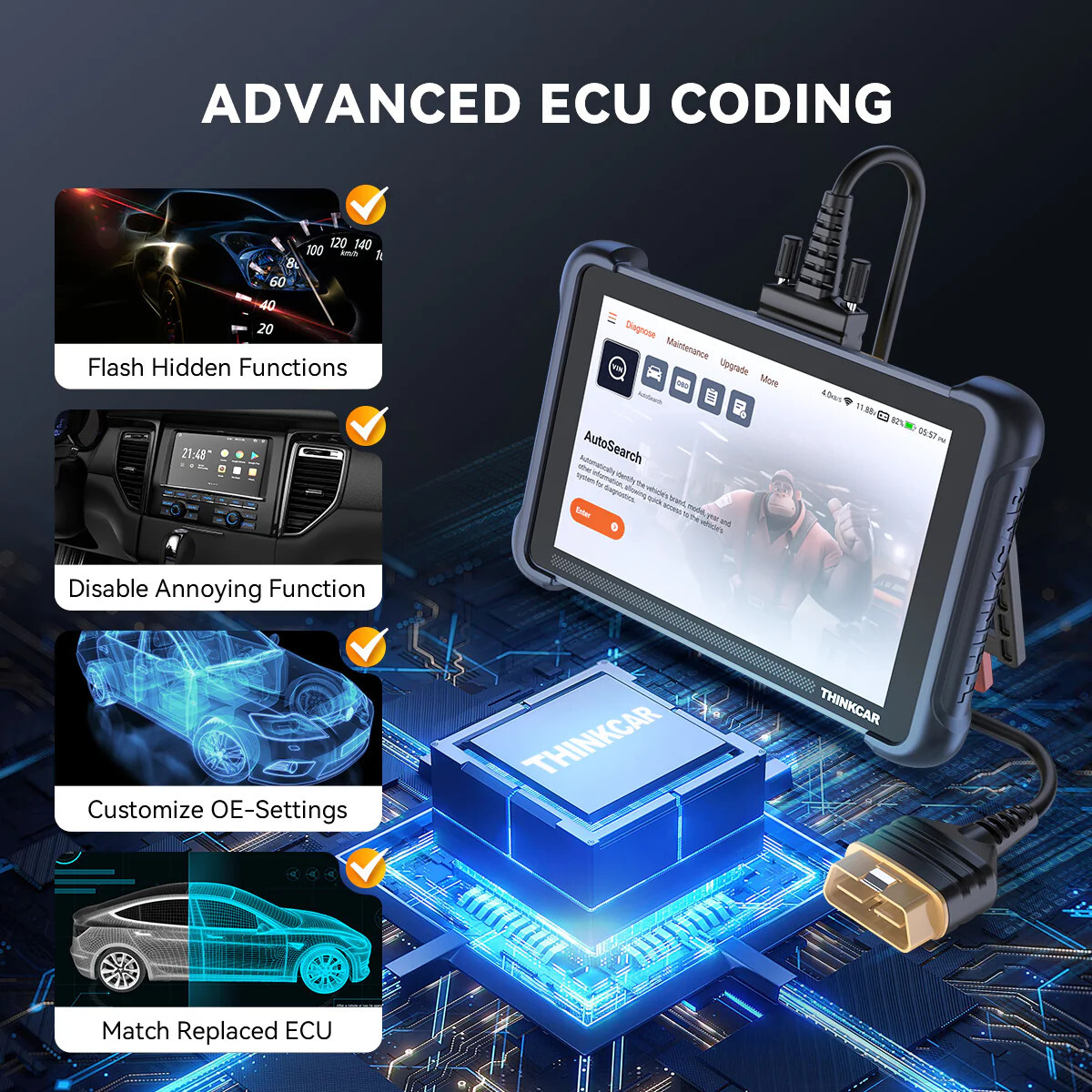THINKSCAN 689 Auto Full System Diagnositc Scan Tool 34+ Service E/CU Coding DOIP