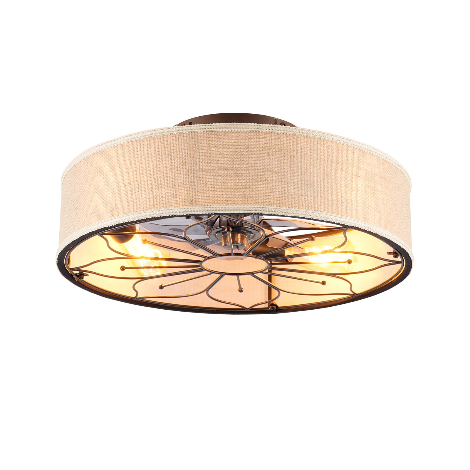20" Lotus Design  Fabric Farmhouse Bladeless Ceiling fan With Remote Control