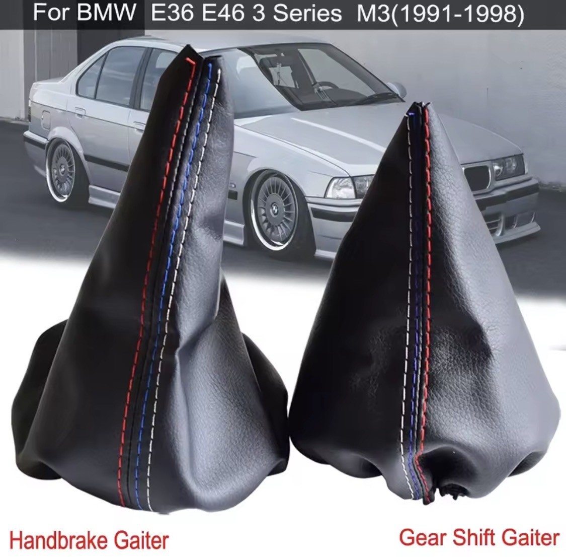 Fits For BMW E36 E46 1991-2005 New M/Stitch Genuine Suede Shift & E-Brake Boot
