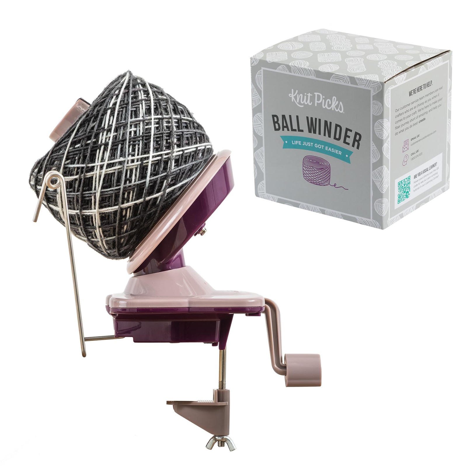 Knit Picks Yarn Ball Winder for Knitting and Crocheting (Purple) Small, Purple