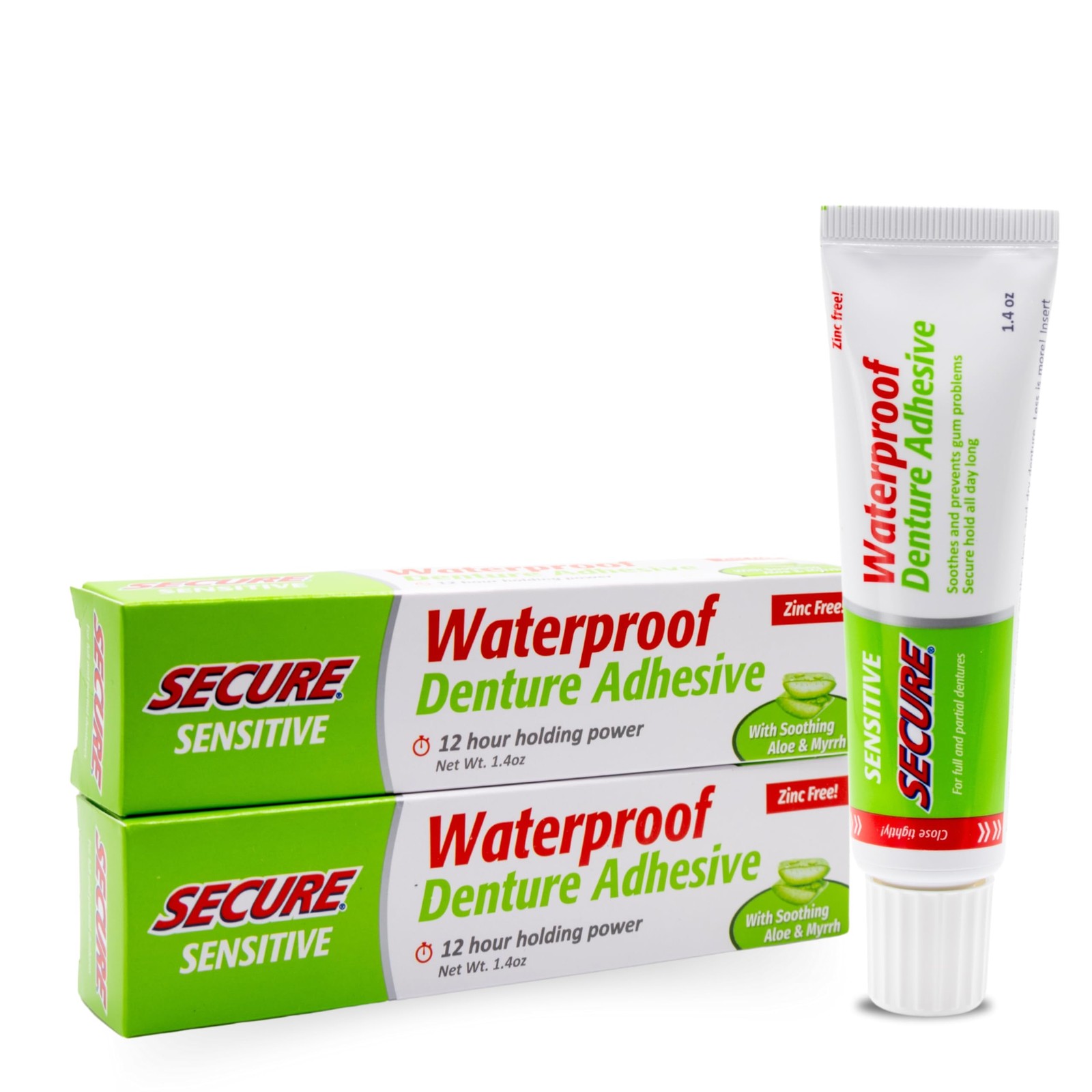 Denture Adhesive with Aloe Vera & Myrrh  Waterproof, ZincFree, Food Grade  2