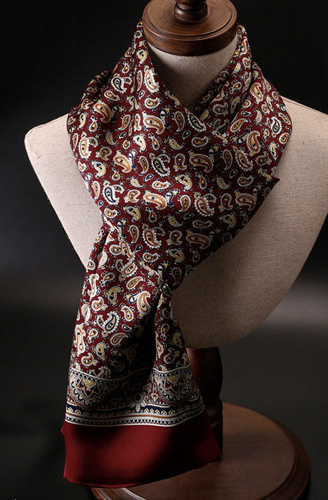 100% Silk Satin Scarf men women neckerchief Wrap Paisley red QS175-16