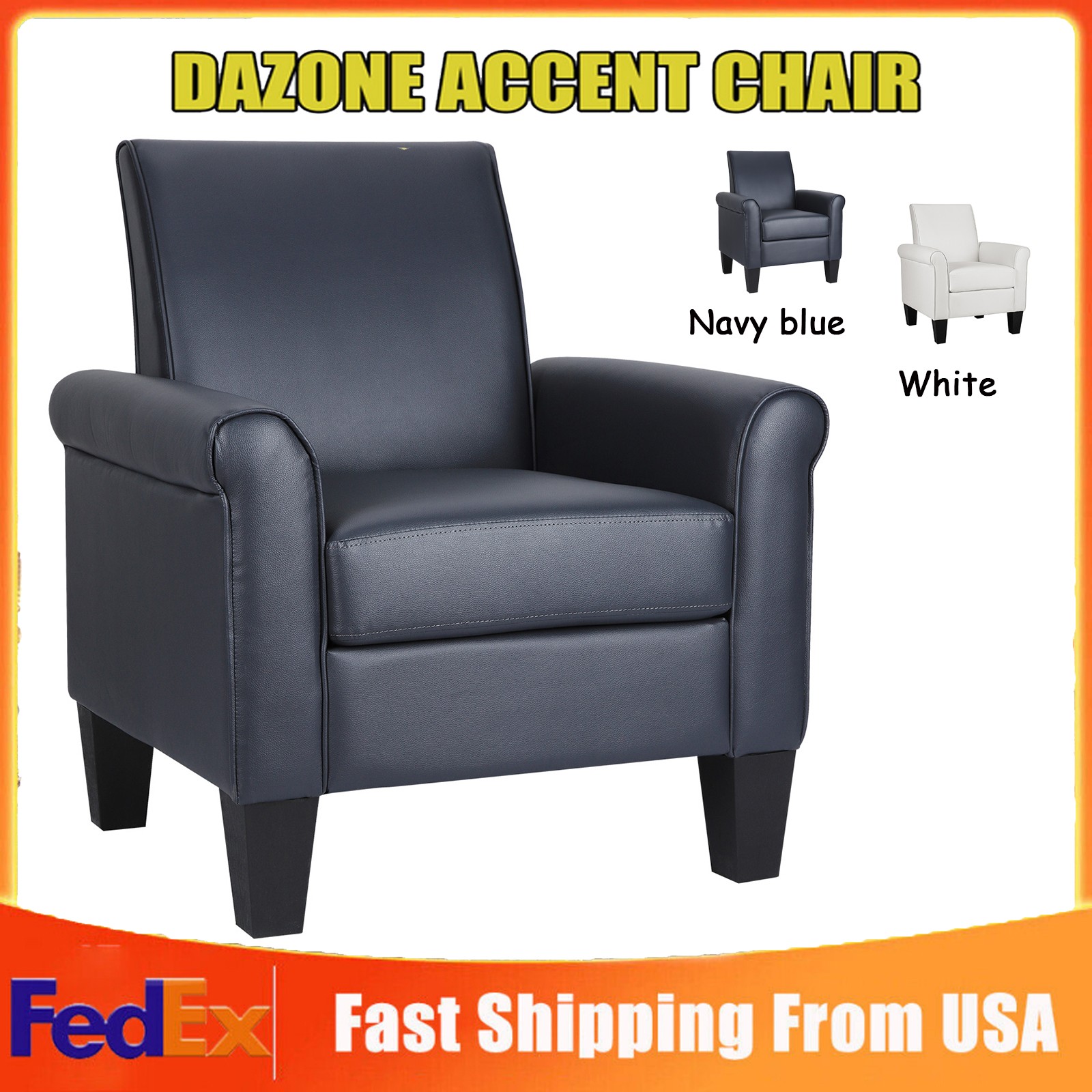 Mordern PU Leather Accent Arm Chair Living Room Single Sofa Office Club Armchair