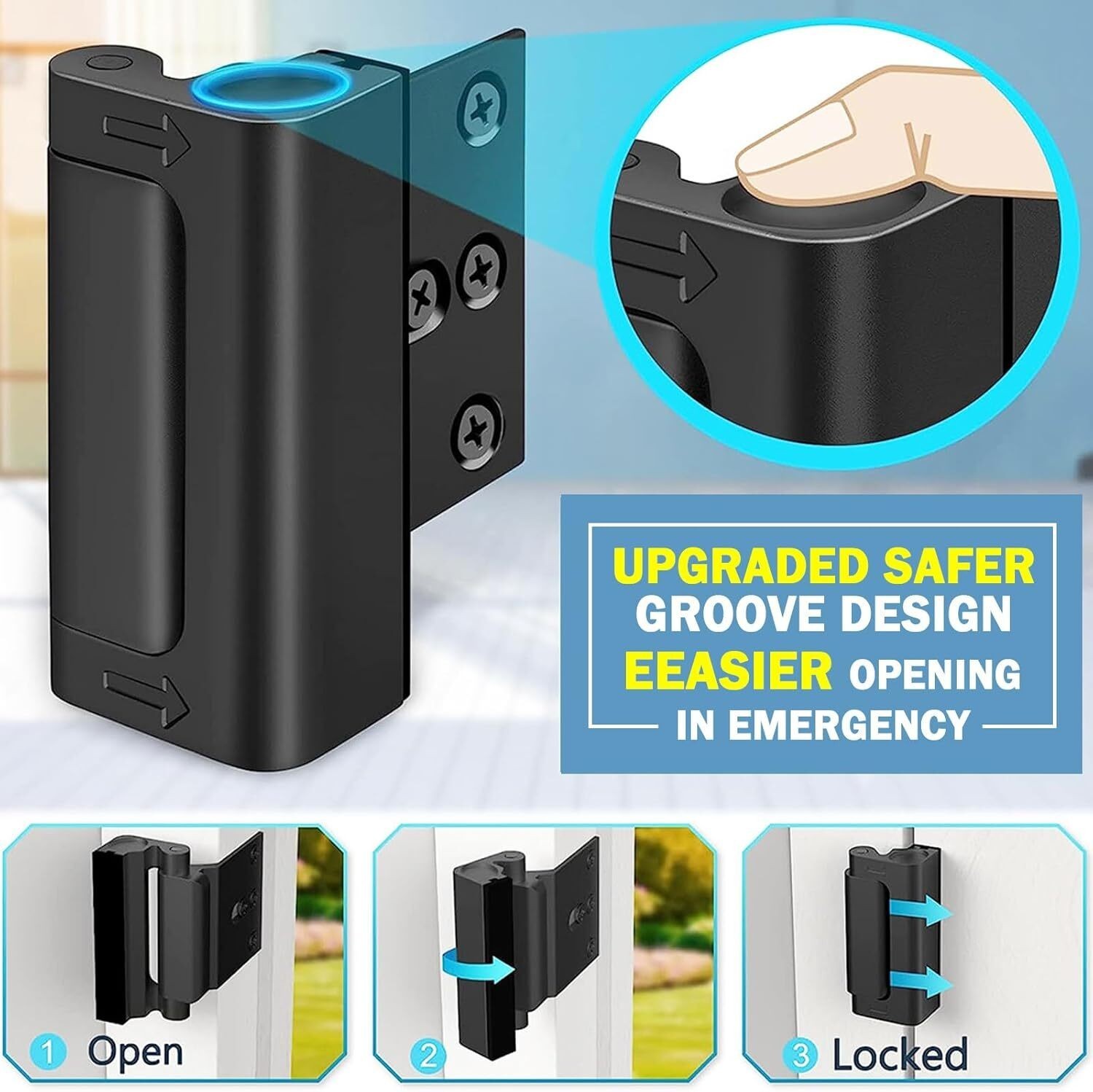 2 PACK Home Security Door Lock Childproof Door Reinforcement Lock Upgrade Design