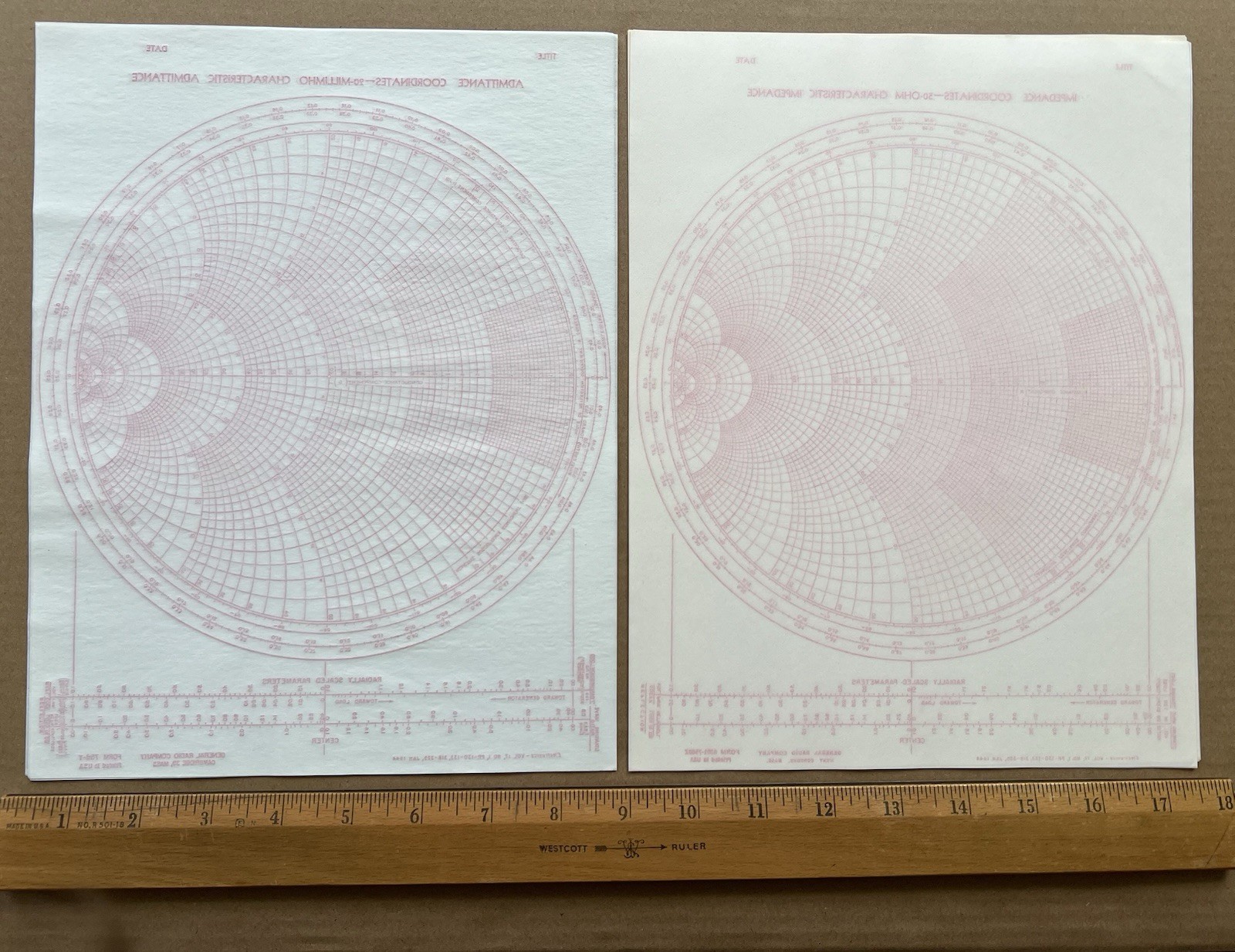 1944 WWII Smith Charts (2 Sheets) – Impedance & Admittance Coordinates