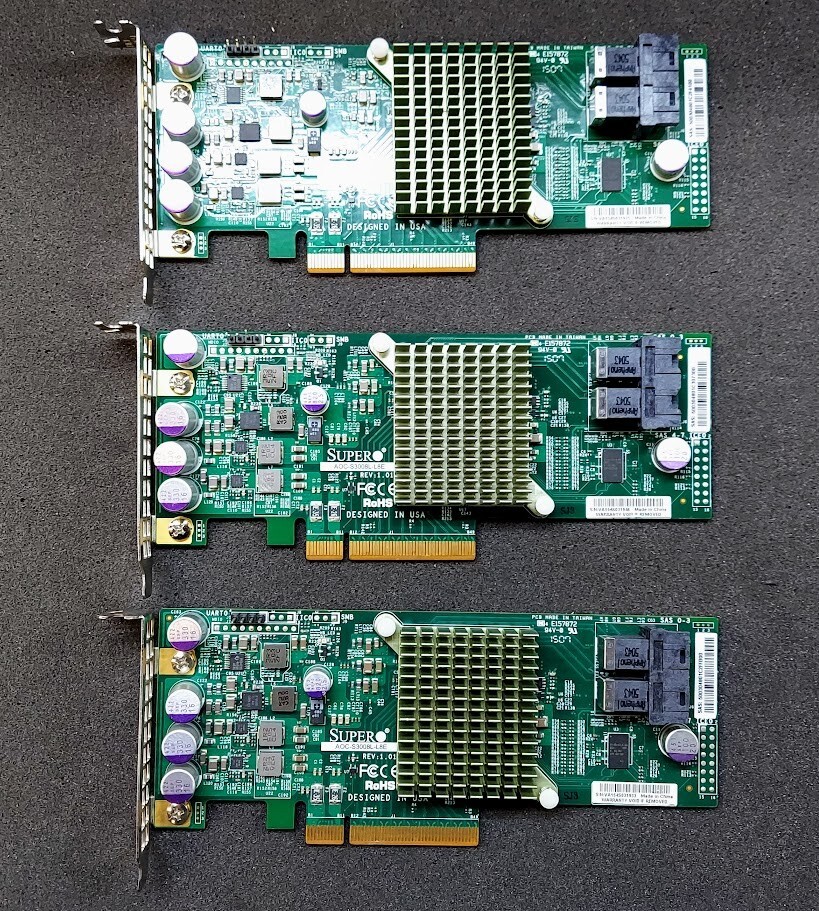LOT OF 3 AOC-S3008L-L8E SUPERMICRO 3008 SAS/SATA  8-PORT 12Gb/s HOST BUS ADAPTER