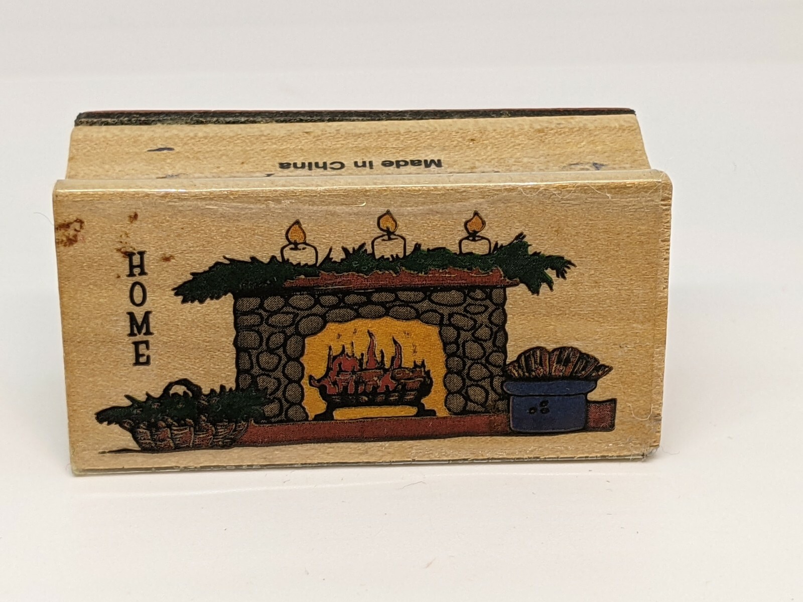 Christmas Fireplace - Wood / Rubber Stamp - Westwater  2 x 1